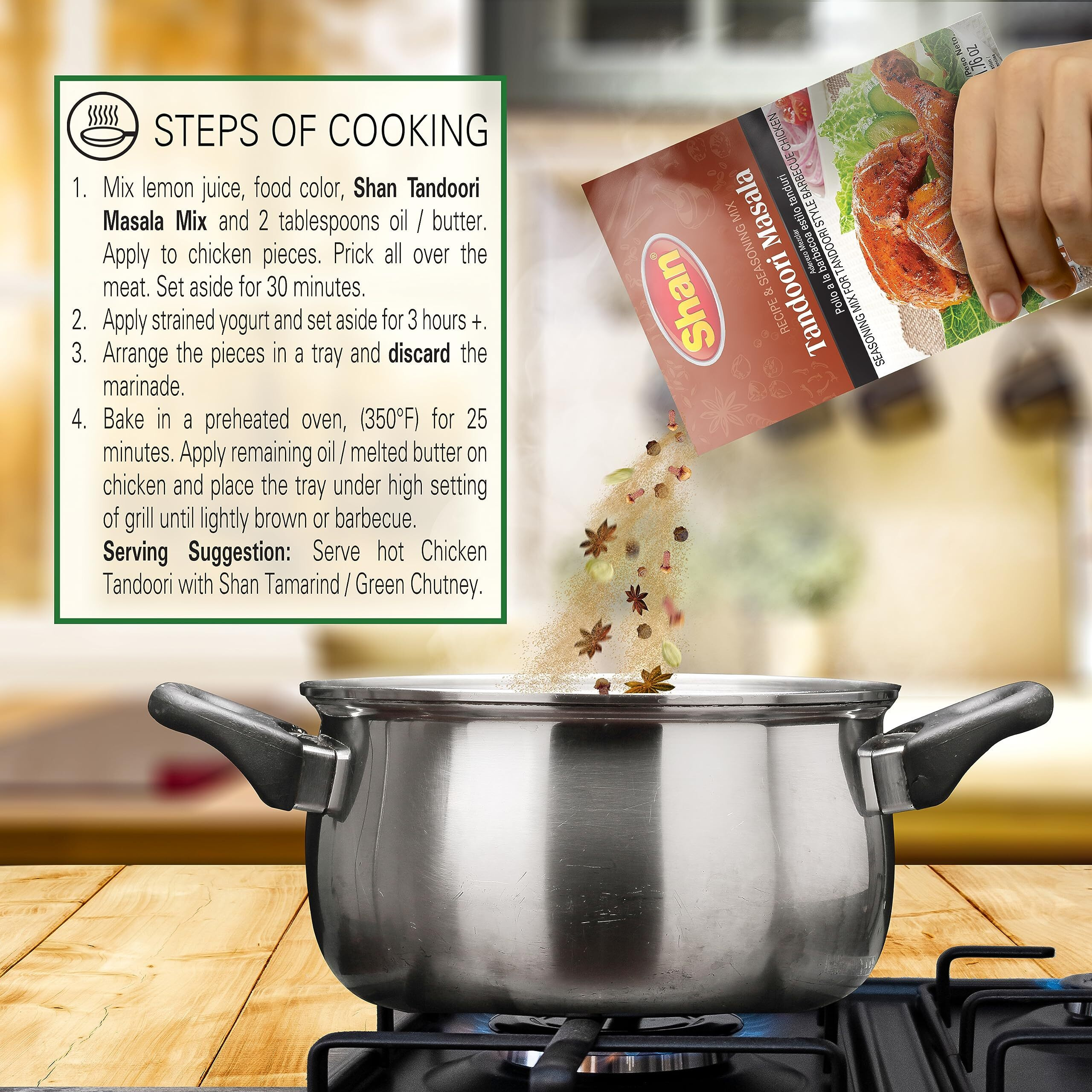 Shan - Tandoori Masala Seasoning Mix (50G) - Spice Packets For Tandoori Style Chicken (Pack Of 6)