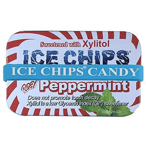 Ice Chips Xylitol Candy Tins (Peppermint, 6 Pack) - Includes Band As Shown