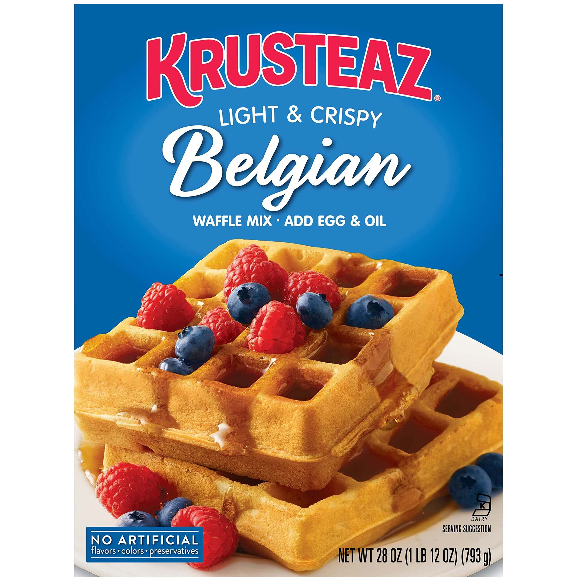 Krusteaz Light & Crispy Belgian Waffle Mix No Artificial Flavors, Colors, Or Preservatives 28 Ounce (Pack Of 2)