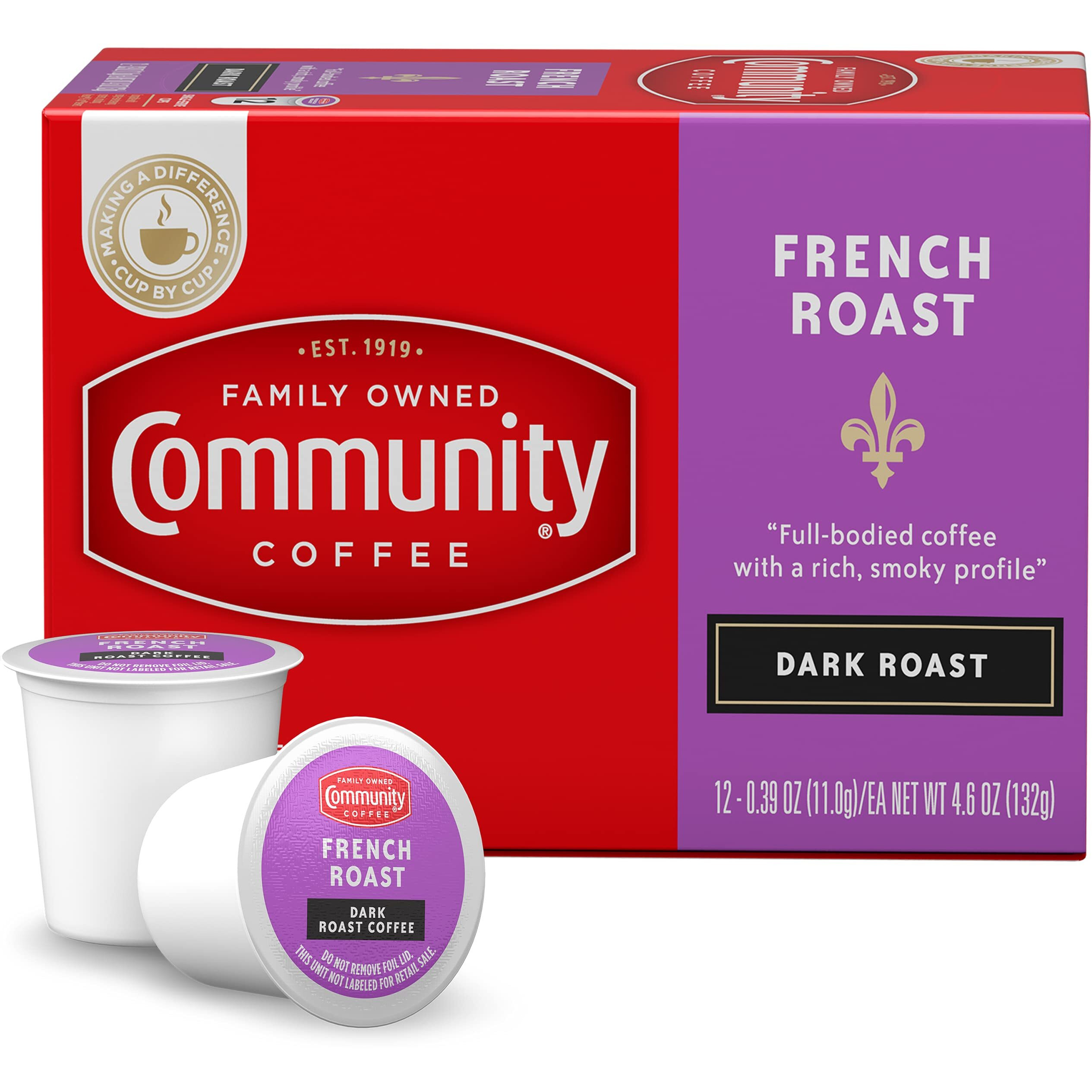 Community Coffee French Roast 36 Count Coffee Pods, Extra Dark Roast, Compatible With Keurig 2.0 K-Cup Brewers, 12 Count (Pack Of 3)