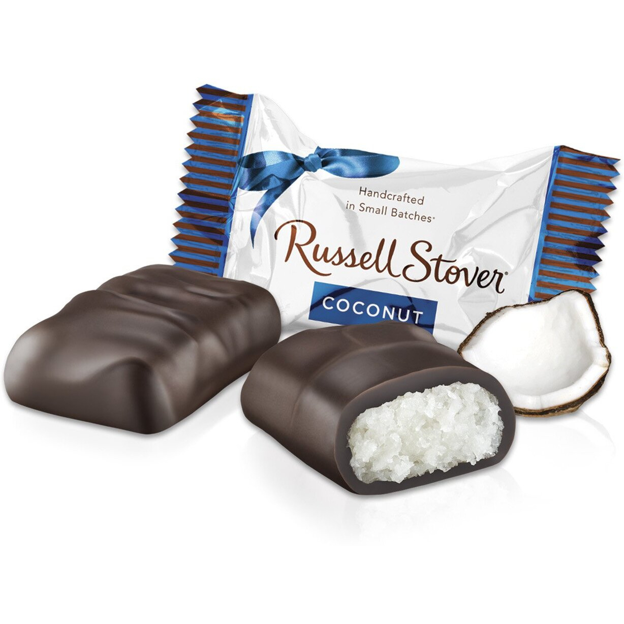 Russell Stover Dark Chocolate Coconut Mini Gusset Bag 6 Ounce Russell Stover Chocolate Coconut Chocolate Candy Bag Sweet Coconut Covered In Rich Chocolate Candy, Individually Wrapped