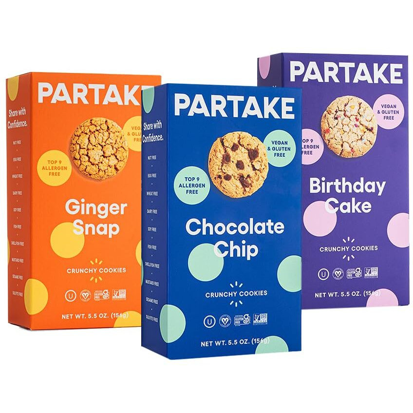 Gluten Free Crunchy Cookies Variety Pack By Partake | Vegan Cookies 3 Packs | Non-Gmo, Allergy-Friendly | No Peanuts,Soy, Dairy, Tree Nuts