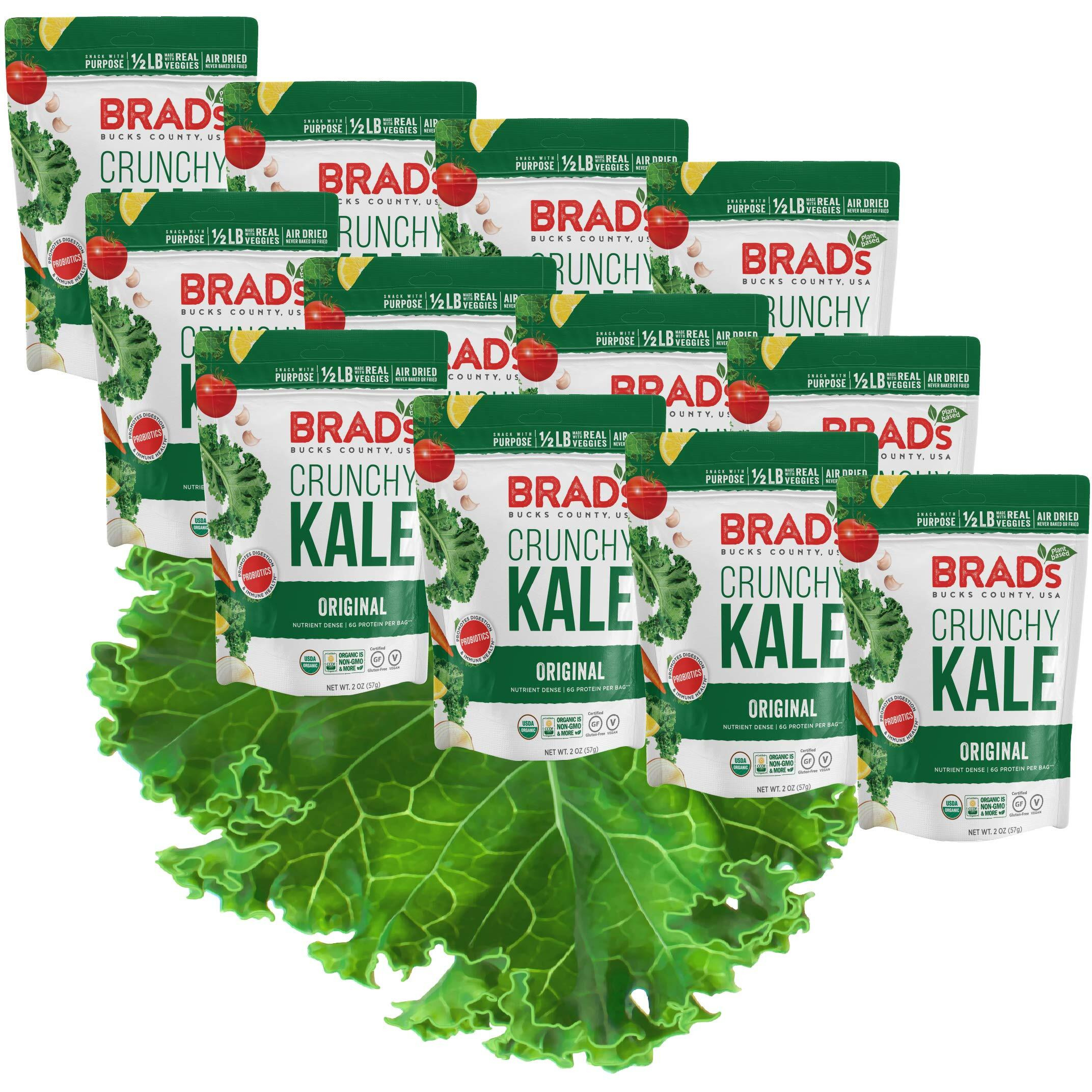 Brad's Plant Based Organic Crunchy Kale, Original Pro, 12Bags, 24 Servings Total