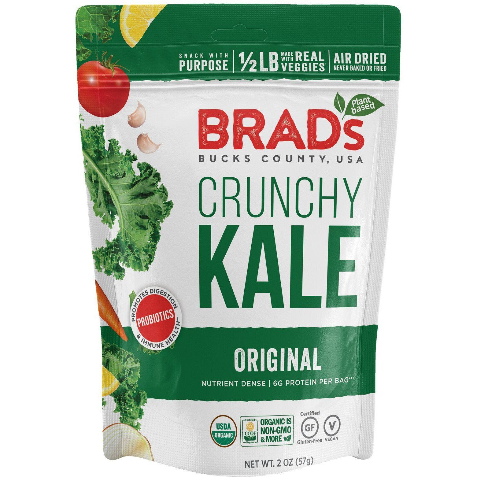 Brad's Plant Based Organic Crunchy Kale, Original Pro, 12Bags, 24 Servings Total