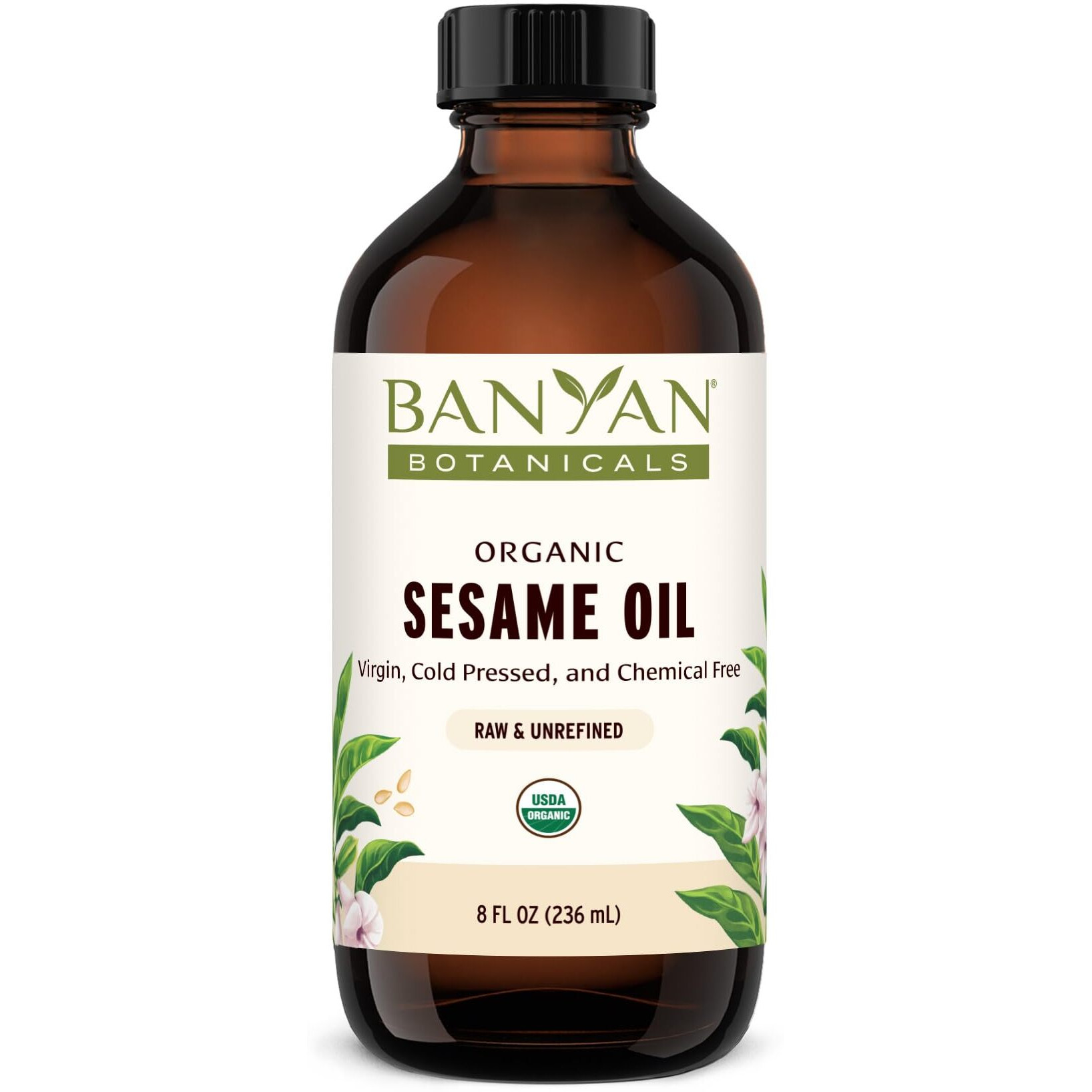 Banyan Botanicals Sesame Oil - Organic & Unrefined Sesame Oil For Skin, Body, Hair & More - Multiple Sizes - 8 Oz - Non Gmo Sustainably Sourced Vegan
