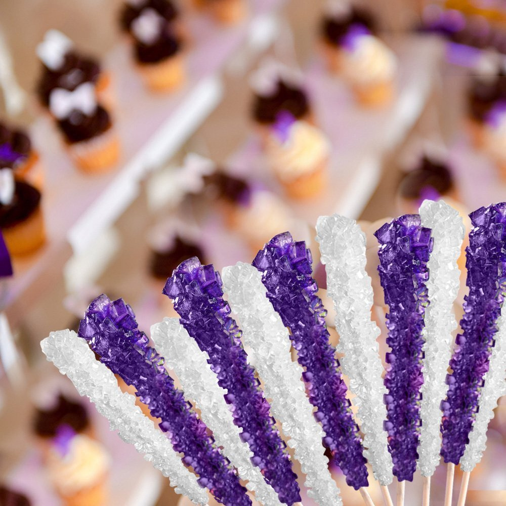 Extra Large Rock Candy Sticks 36 White Crystal Rock Candy Sticks - Original - Individually Wrapped For Party Favors, Candy Buffet, Showers, Receptions, Old Fashioned Espeez Bulk Candy On A Stick