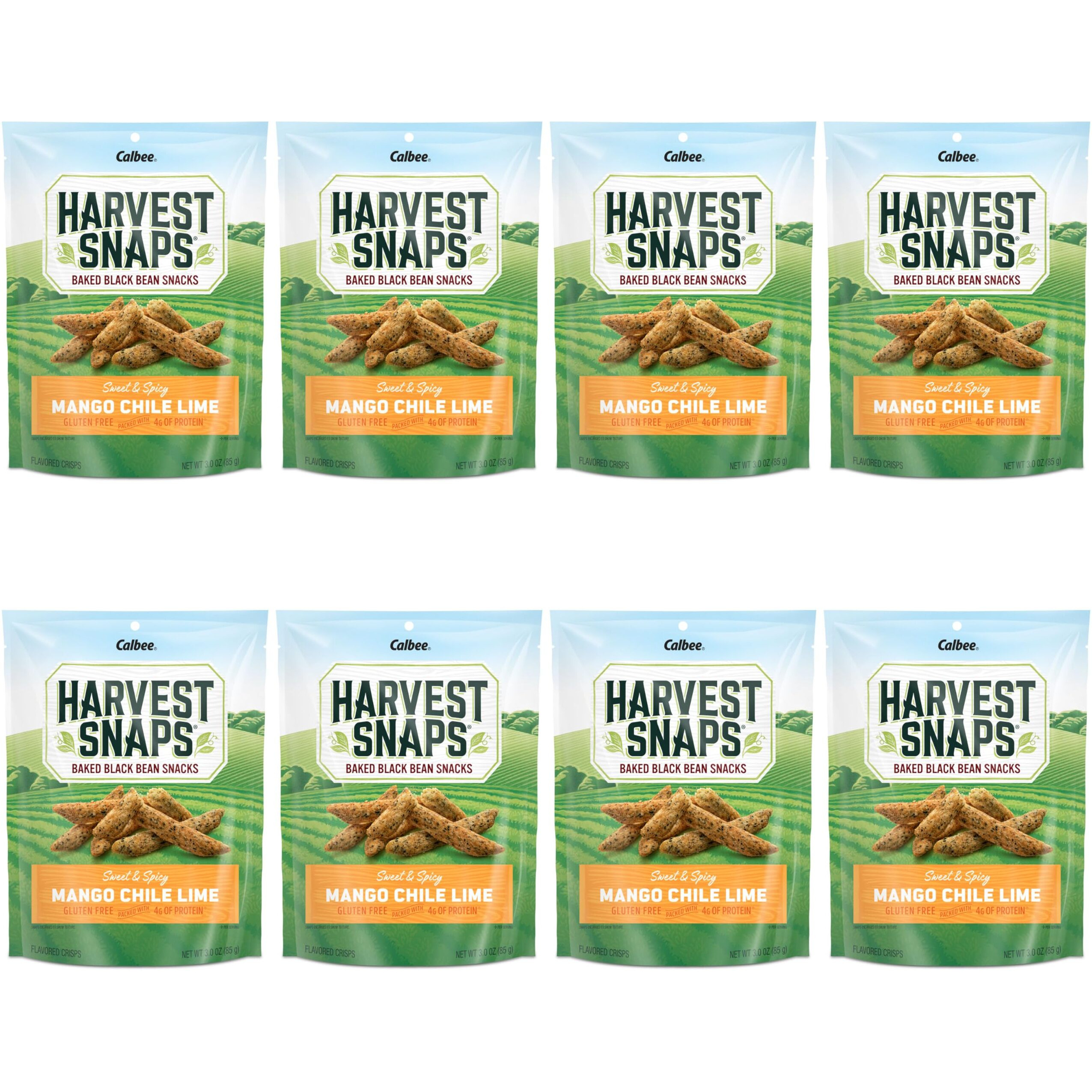 Harvest Snaps Veggie Chips (Mango Chile Lime Snack Crisps) | Powered By Plant Protein, Gluten Free, Non-Gmo Baked Vegetable Crisps | Made In Usa (8 Snack Packs)