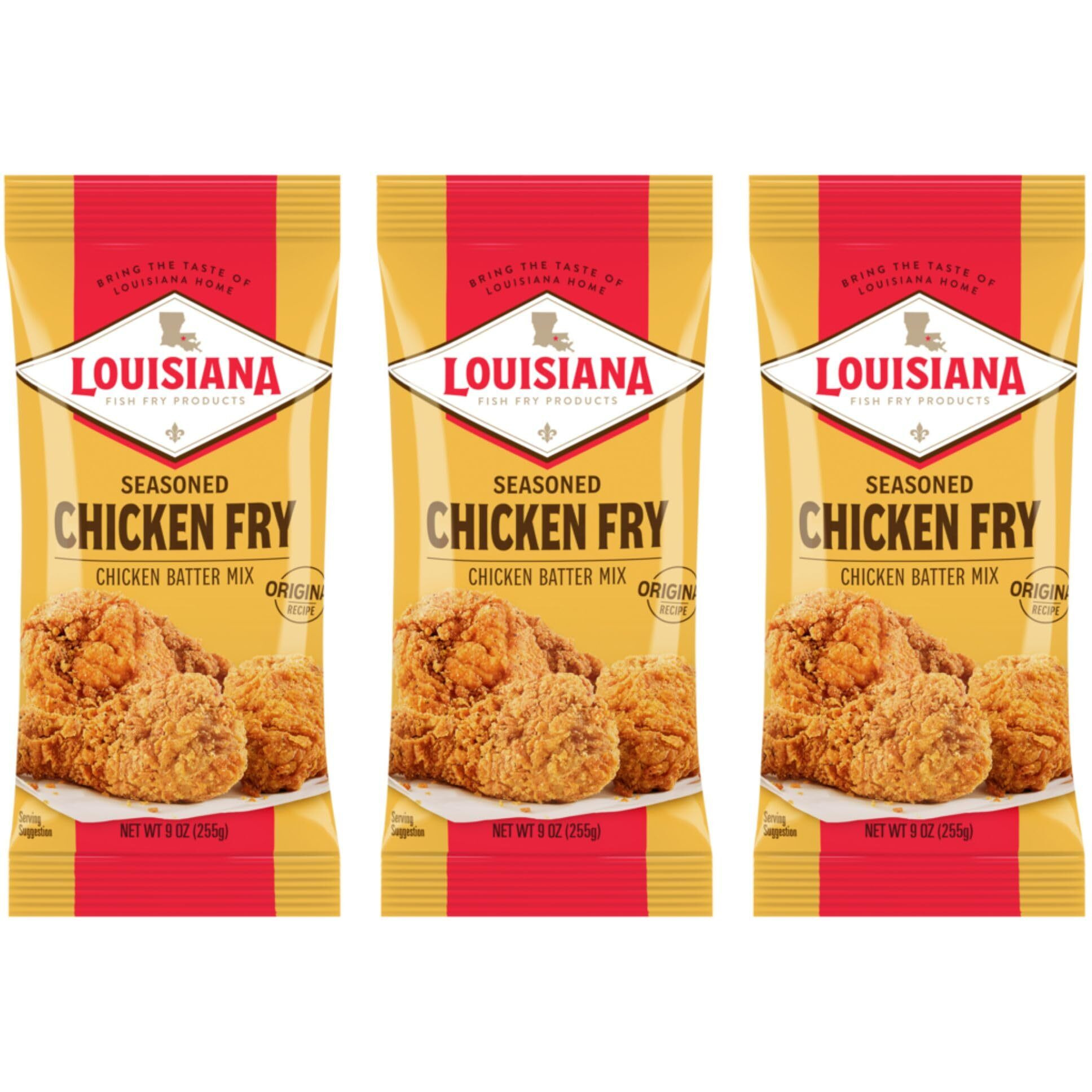 Louisiana Seasoned Chicken Fry Batter 9 Oz (Pack Of 3) - Crispy Southern Coating Mix For Fried Chicken - Delicious And Convenient Coating Filled With Cajun Flavor - Easy To Make Recipe - Just Add Water
