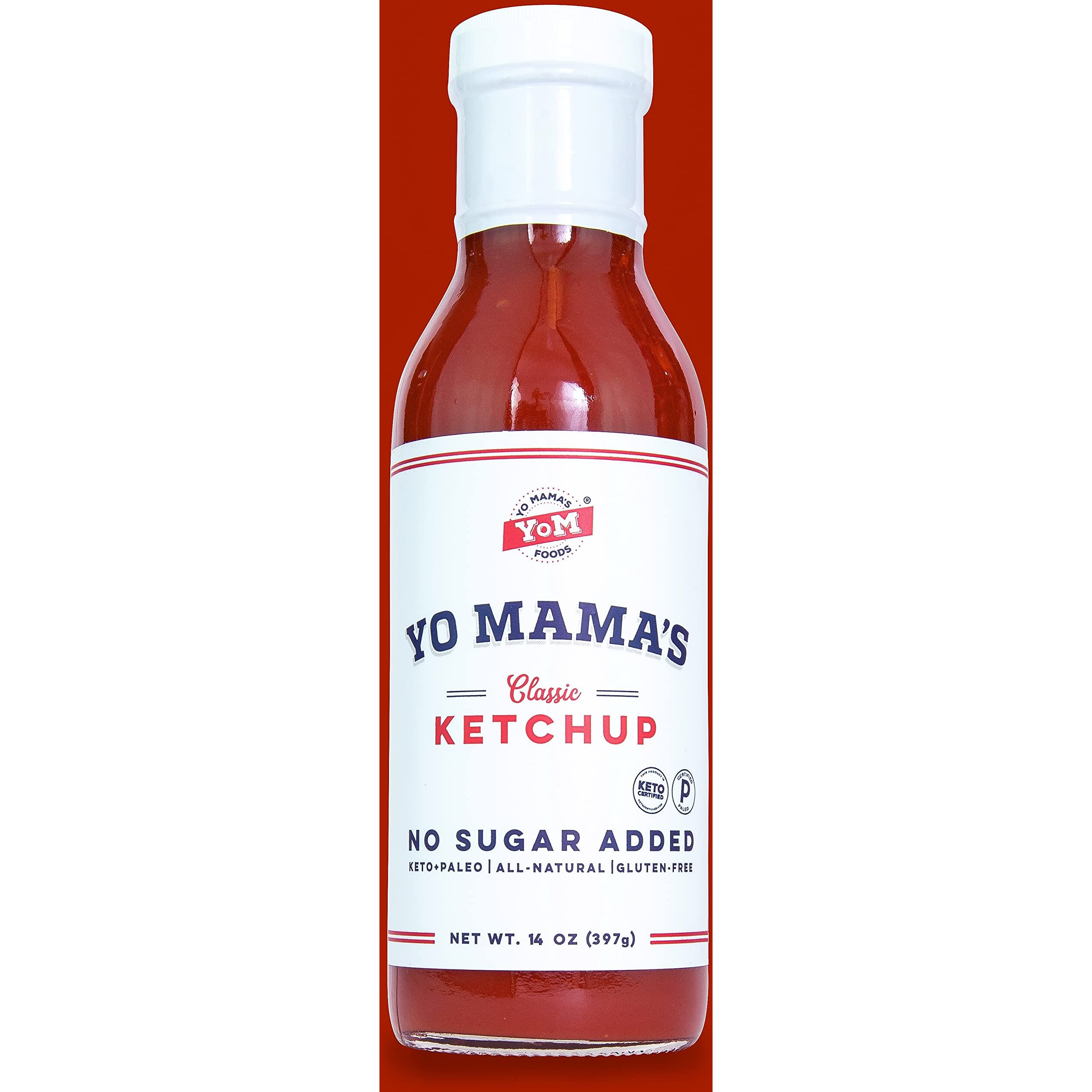 Yo Mama's Foods Keto Classic Ketchup - Pack Of (4) - No Sugar Added, Low Carb, Vegan, Gluten Free, Paleo Friendly, And Made With Whole Non-Gmo Tomatoes