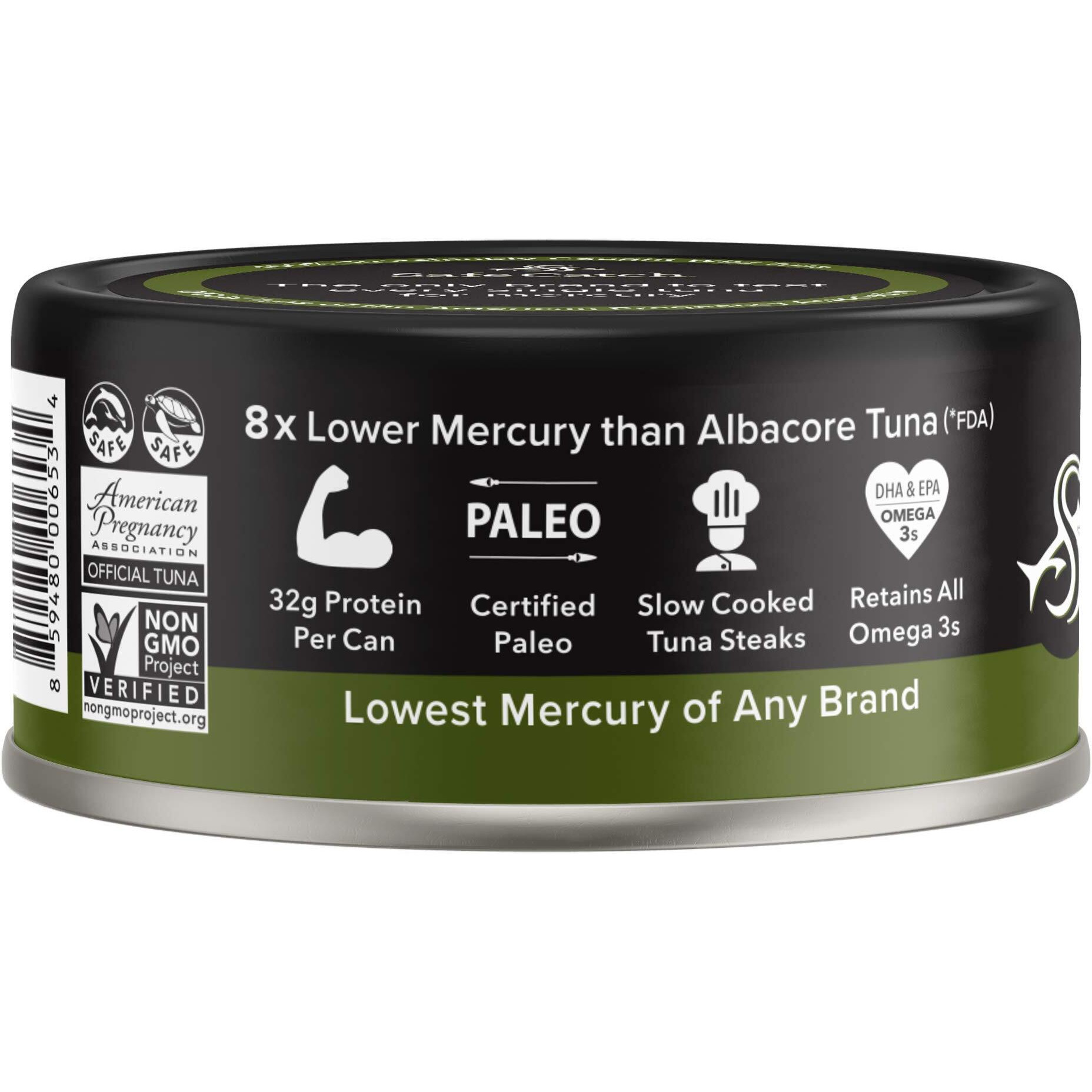 Safe Catch Wild Ahi Yellowfin Tuna Fish Canned, Wild Caught, Lowest Mercury, Lean Protein, Omega 3, Gluten-Free, Kosher, In Avocado Oil, Pack Of 6