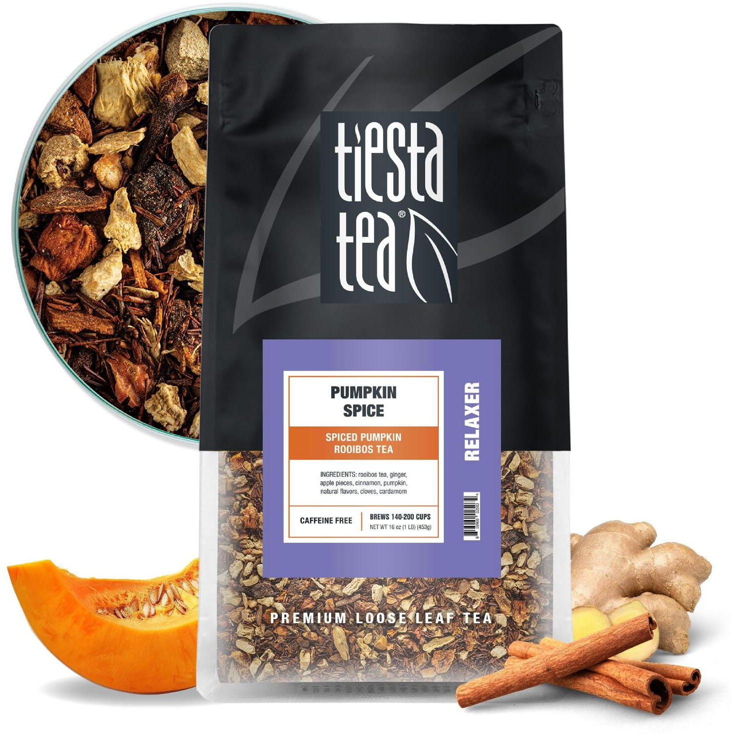 Tiesta Tea - Pumpkin Spice Rooibos Tea | Premium Loose Leaf Tea Blend | Non-Caffeinated Herbal Infusion | Make Hot Or Iced & Up To 200 Cups | Made With Natural Ingredients - 16Oz Resealable Pouch