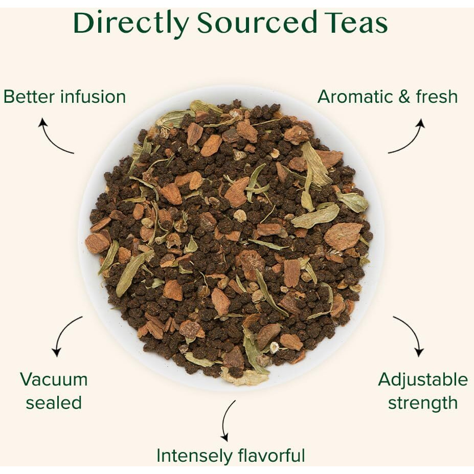 Vahdam, Cinnamon Masala Chai Tea (50+ Cups,3.53Oz) Ancient Cinnamon Tea Recipe | Spiced Chai Tea Loose Leaf | Brew Hot Black Tea, Iced Tea Or Chai Latte | Pure Unblended Loose Leaf Tea | Vacuum Sealed