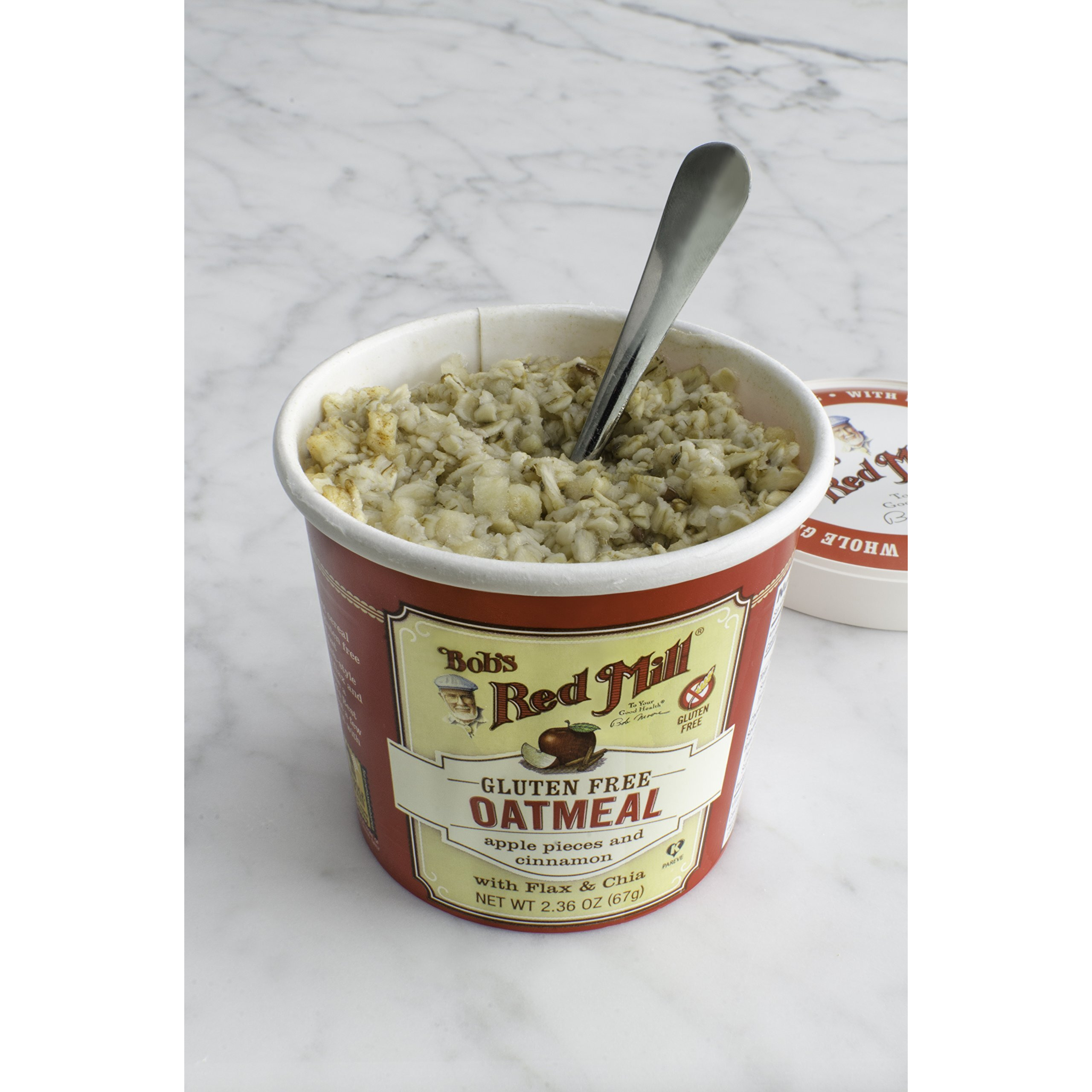 Bob's Red Mill Gf Oatmeal Cup, Apple & Cinnamon, 2.36 Ounce Cup (Pack Of 8), Gluten Free, Non-Gmo, Whole Grain, Kosher