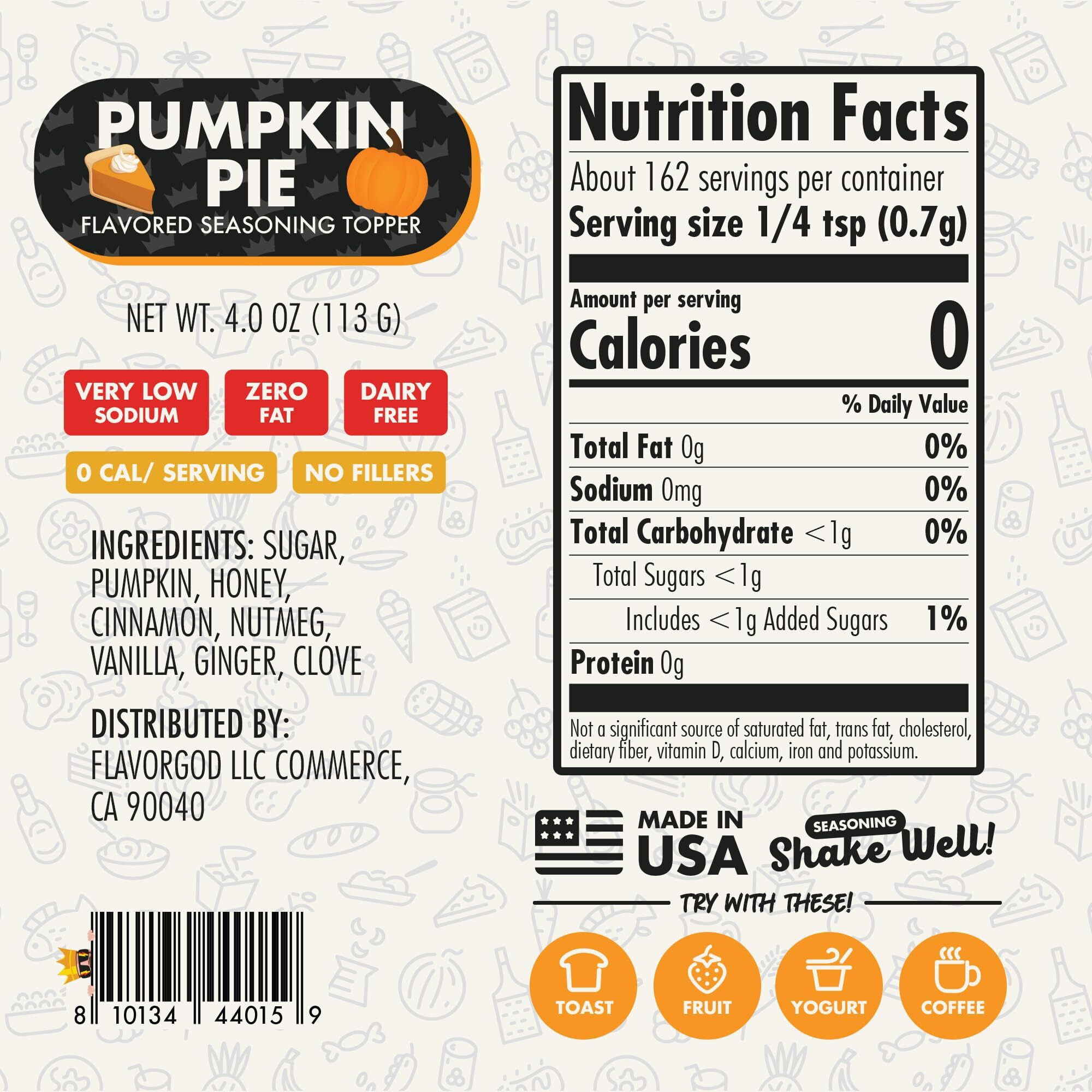 The Original Pumpkin Pie Spice Topper Seasoning Mix By Flavor God - Premium All Natural & Healthy Spice Blend For Donuts & Smoothies - Kosher, Low Sodium, Dairy-Free, Vegan & Keto Friendly - Great Flavor Spices And Seasoning Gift