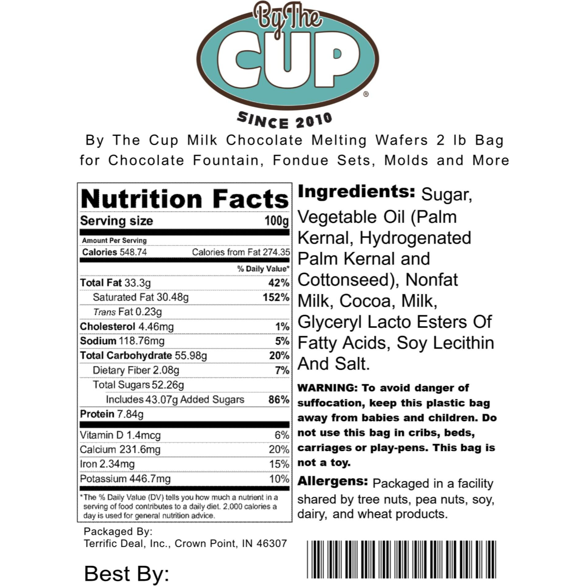 By The Cup Merckens Milk Chocolate Melting Wafers, 2 Lb Bulk Bag For Chocolate Fountain, Fondue Sets, Molds And More