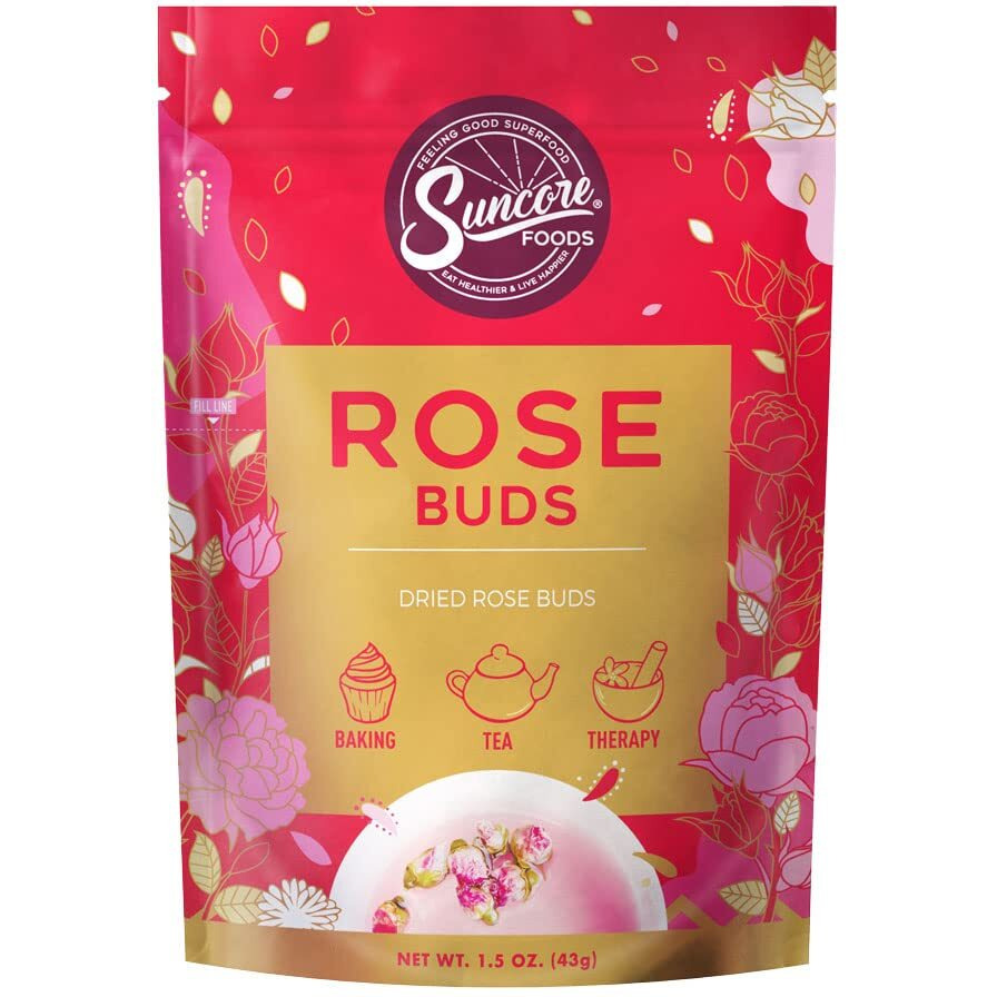 Suncore Foods Dried Rose Buds Bloom, Caffeine-Free Tea, Gluten-Free, Non-Gmo, 1.5Oz (1 Pack)
