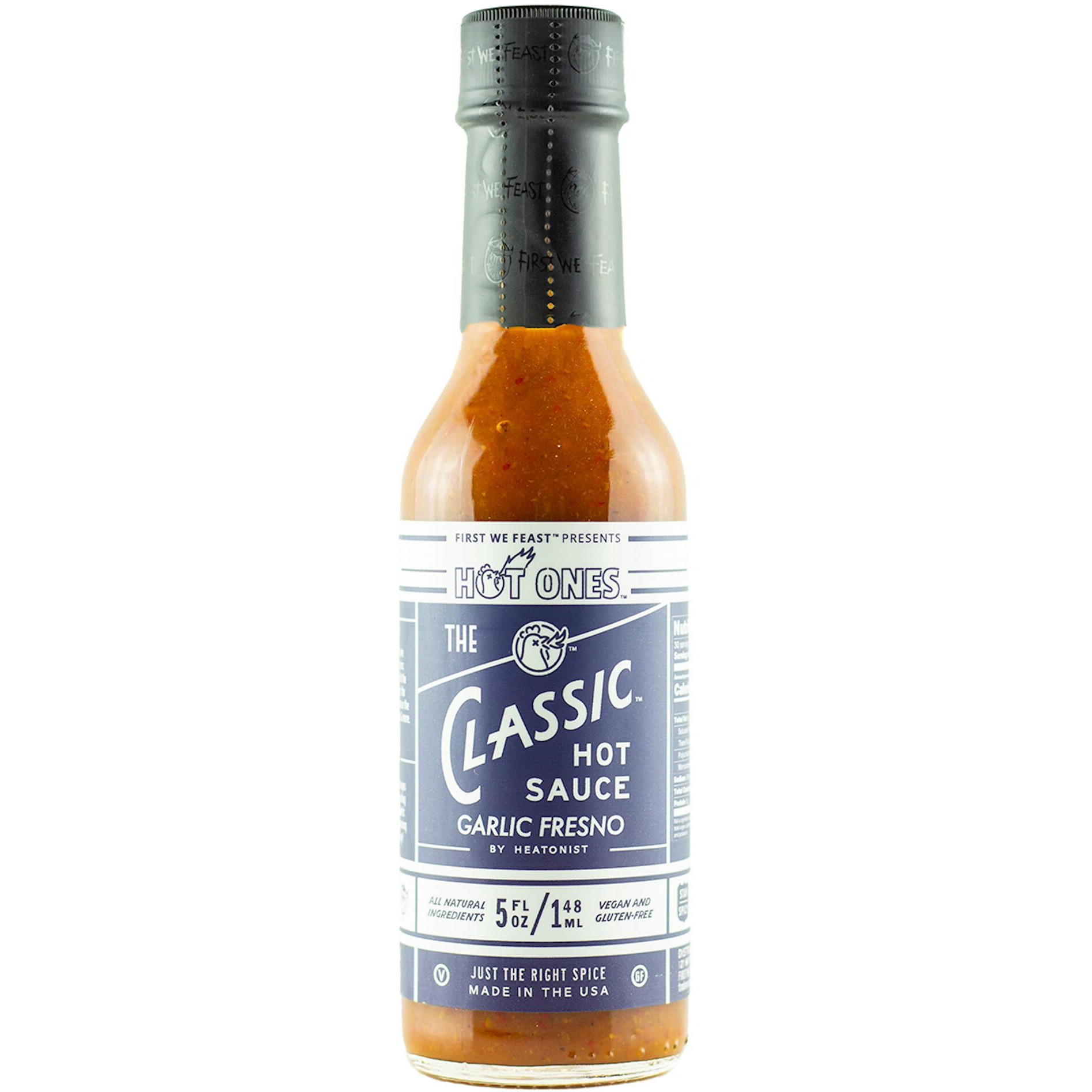 Hot Ones The Classic Garlic Fresno Edition Hot Sauce Made With Natural Ingredients & Bold Flavors From Fresno Chile Peppers & Extra Garlic, 5 Fl Oz Bottle (1-Pack)