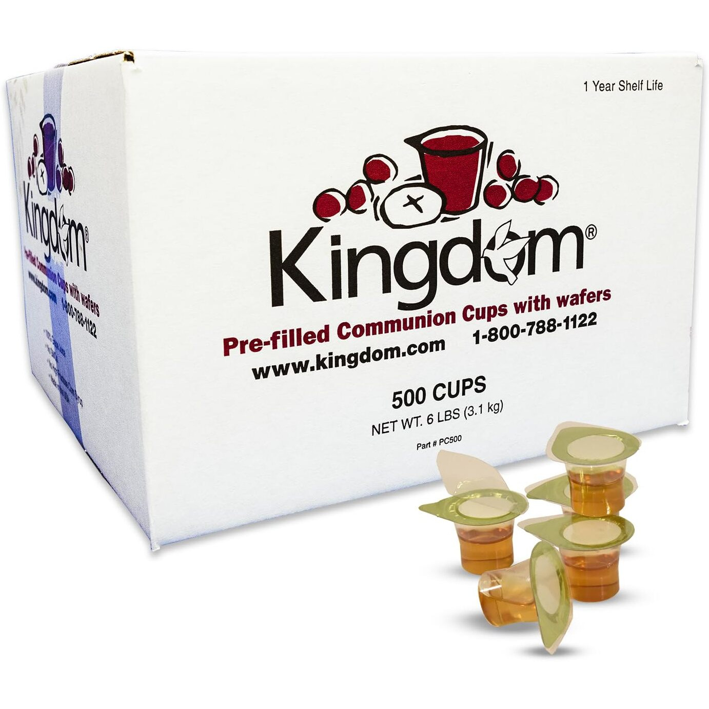 Kingdom Prefilled Communion Cup With Wafers(500Ct-White Juice) Sealed In A Single-Serving Container With 1-Year Shelf Life, Perfect For Holy Eucharist Celebration In Hospitals, Summer Camps, And More