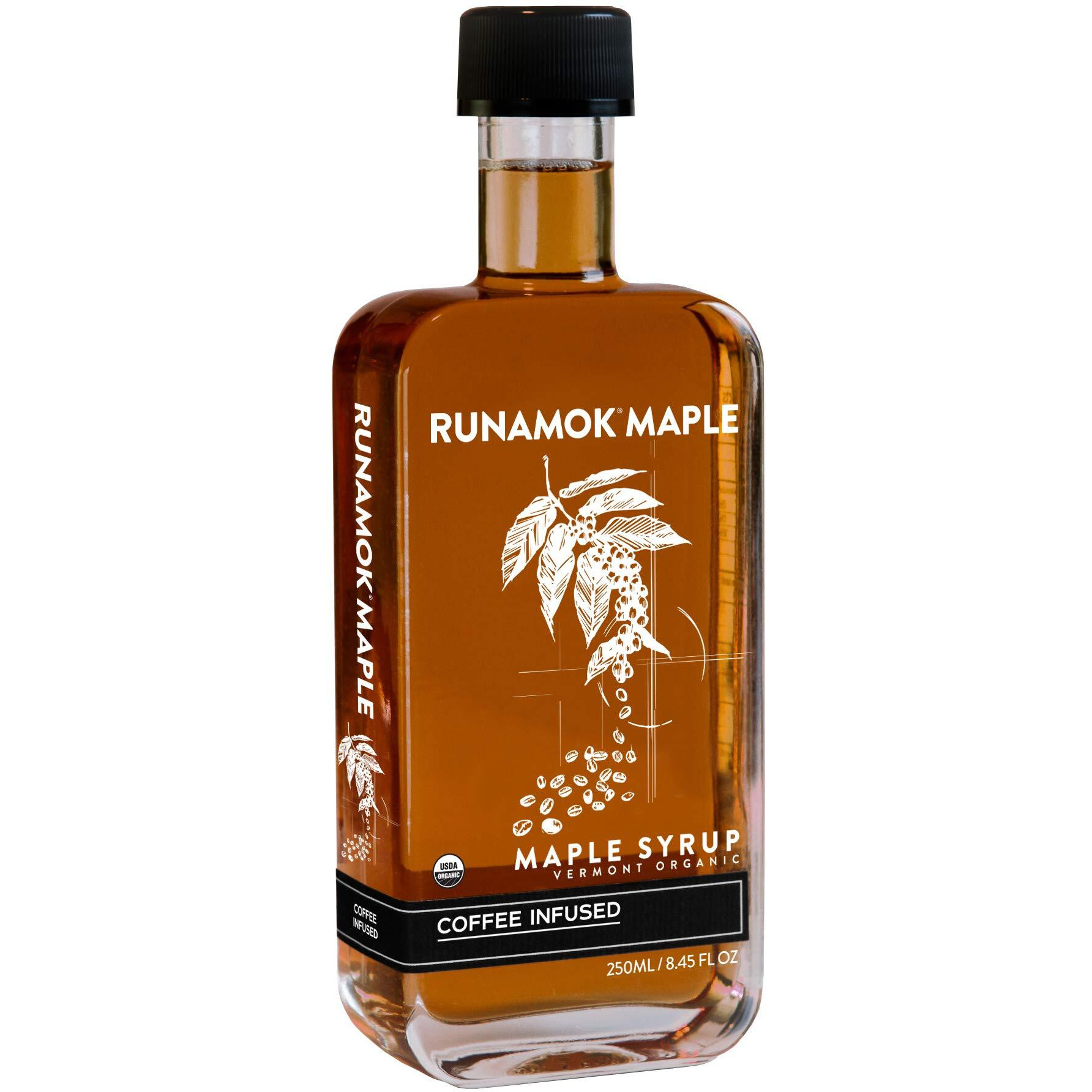 Runamok Coffee Infused Maple Syrup - Authentic & Real Vermont Maple Syrup | Make Your Ultimate Coffee-Milk | Breakfast | 8.45 Fl Oz (250Ml)