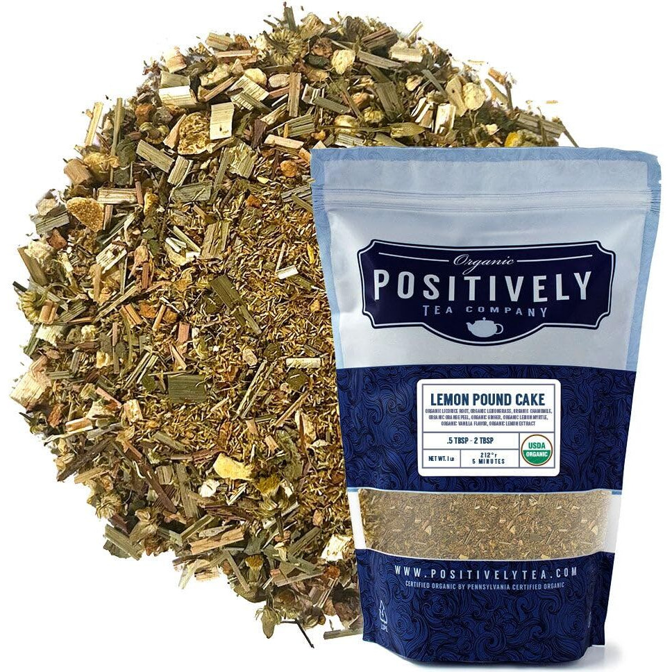 Organic Positively Tea Company, Lemon Pound Cake, Herbal Tea, Loose Leaf, 16 Ounce