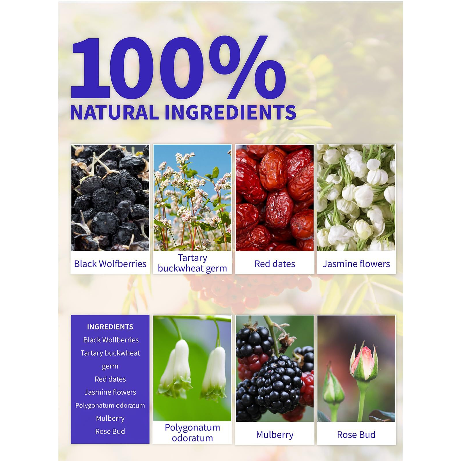 Teelux Rose Blueberry Tea Bags, 8G/Bag, Tartary Buckwheat With Mulberries, Red Dates, Caffeine Free, Floral Aroma & Rich Tartary Buckwheat Aroma, 30 Count