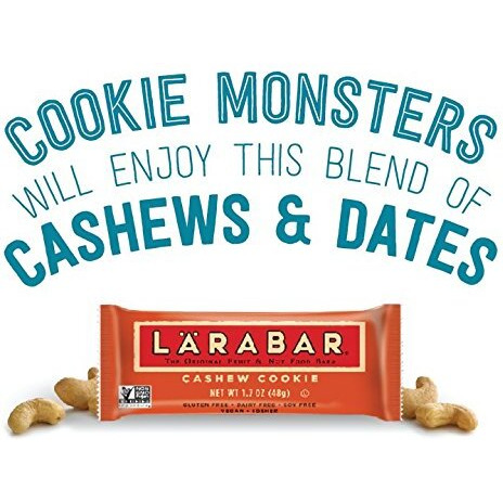 Larabar Gluten Free Bar, Cashew Cookie, 1.7 Oz Bars (16 Count), Whole Food Gluten Free Bars, Dairy Free Snacks