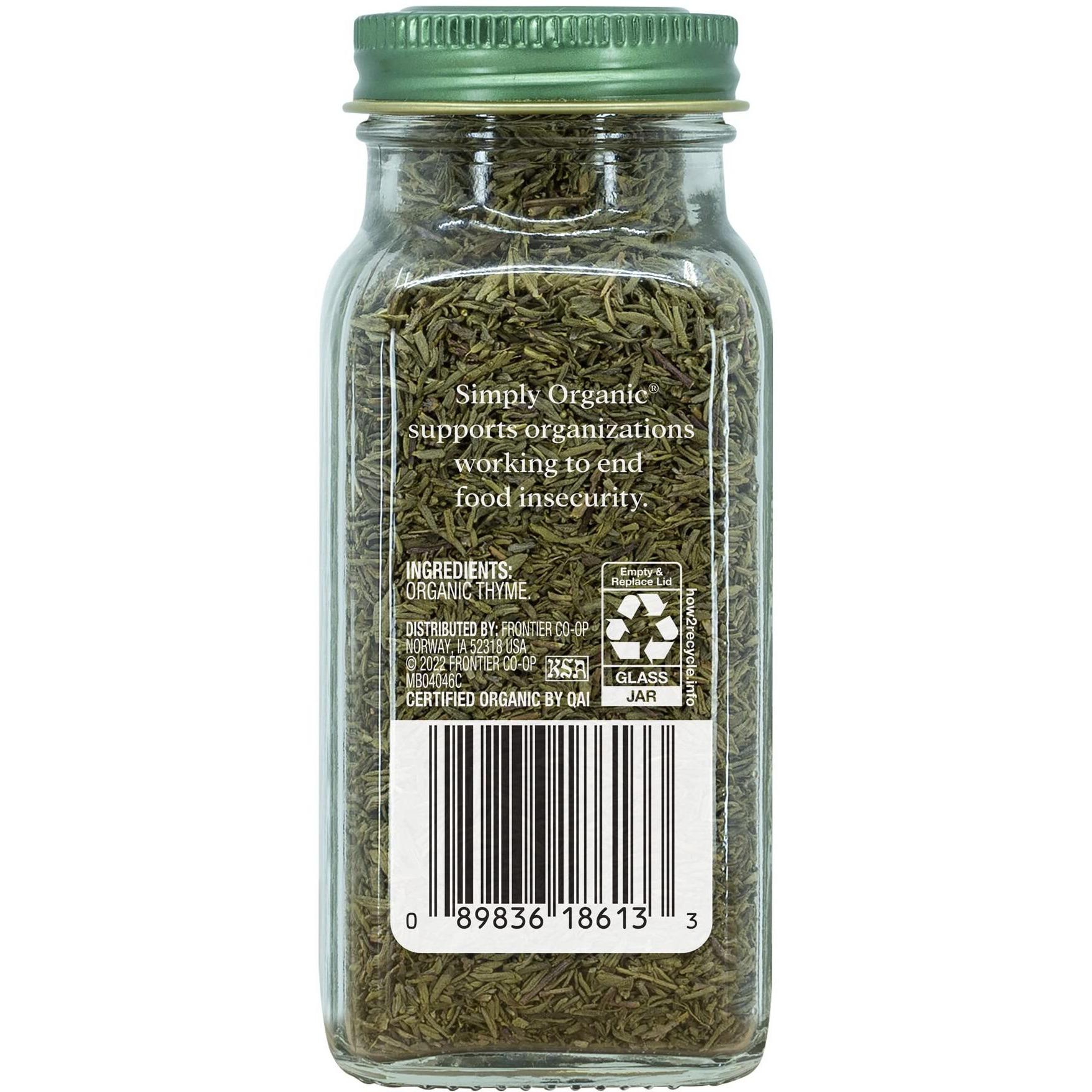 Simply Organic Whole Thyme Leaf, Certified Organic | 0.78 Oz | Pack Of 2 | Thymus Vulgaris L.