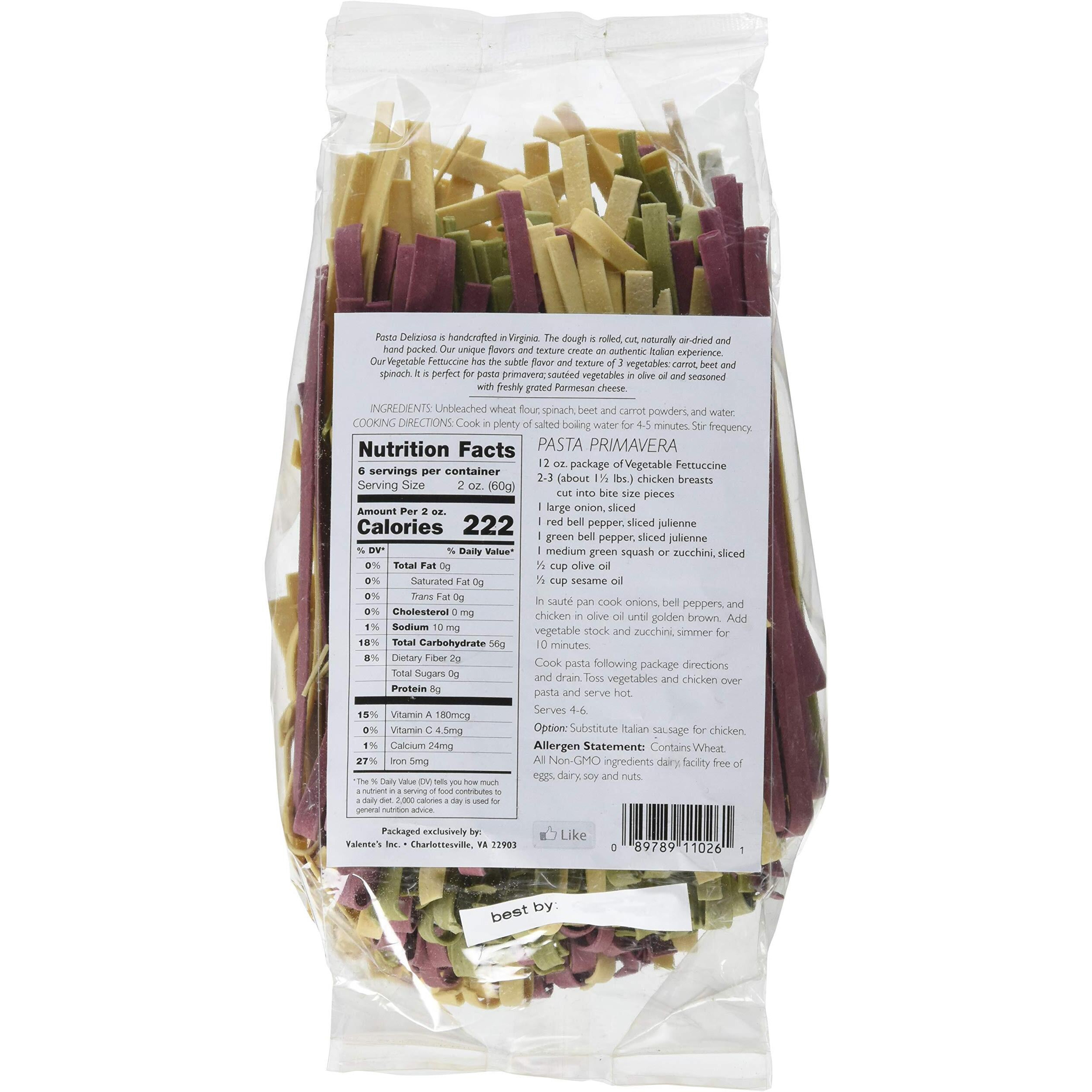 Pasta Deliziosa Handcrafted Pasta, Vegetable Fettuccine, 12 Ounce