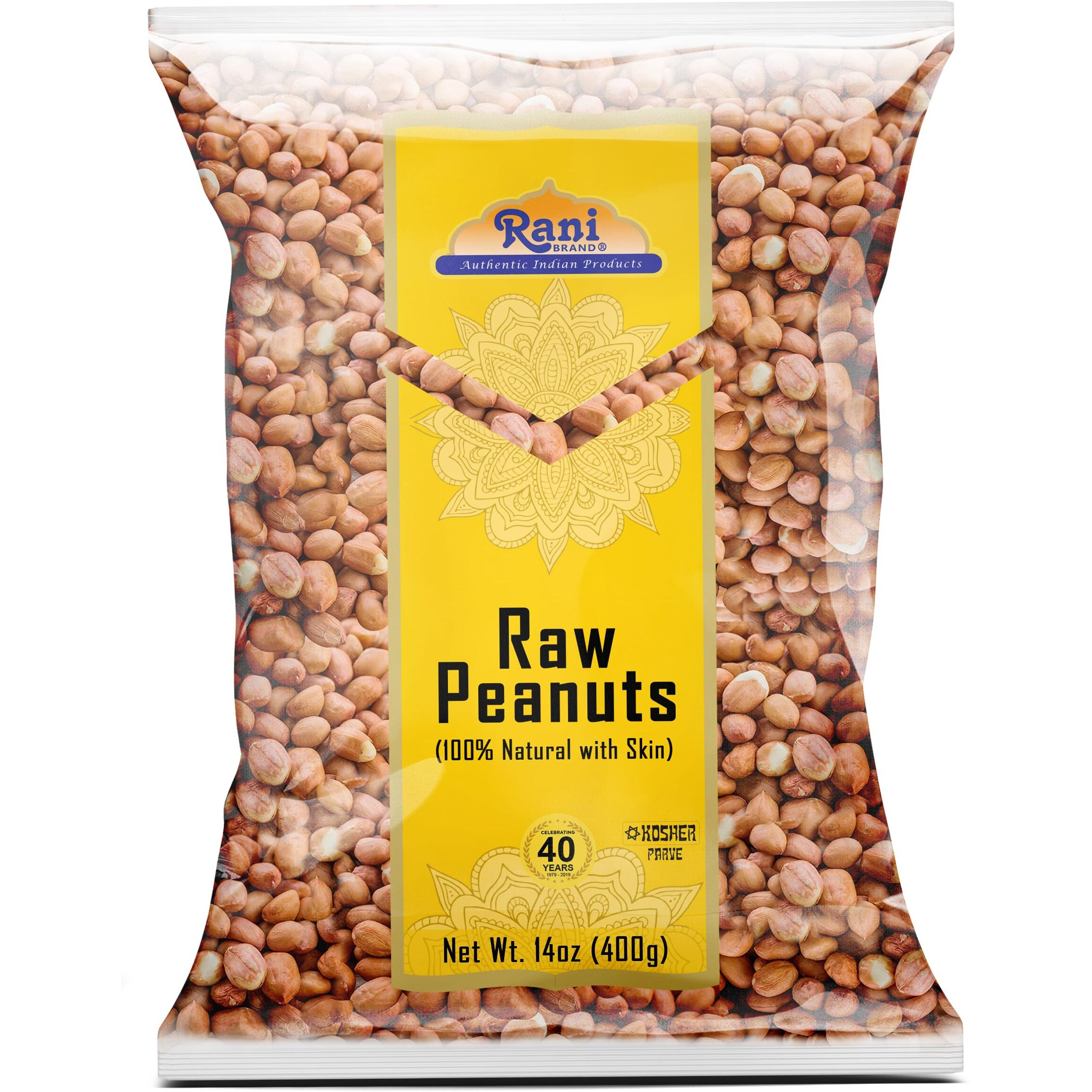 Rani Peanuts, Raw Whole With Skin (Uncooked, Unsalted) 14Oz (400G) ~ All Natural | Vegan | Gluten Friendly | Kosher | Fresh Product Of Usa ~ Spanish Grade Groundnut/Red-Skin