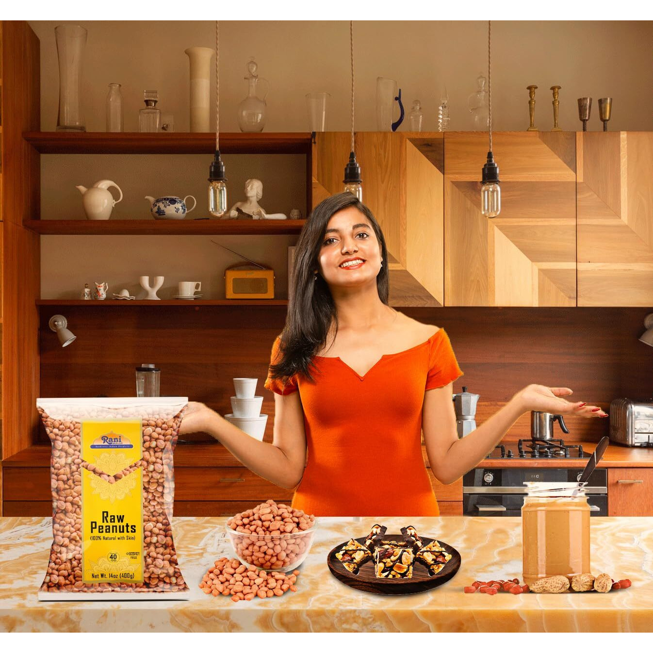 Rani Peanuts, Raw Whole With Skin (Uncooked, Unsalted) 14Oz (400G) ~ All Natural | Vegan | Gluten Friendly | Kosher | Fresh Product Of Usa ~ Spanish Grade Groundnut/Red-Skin