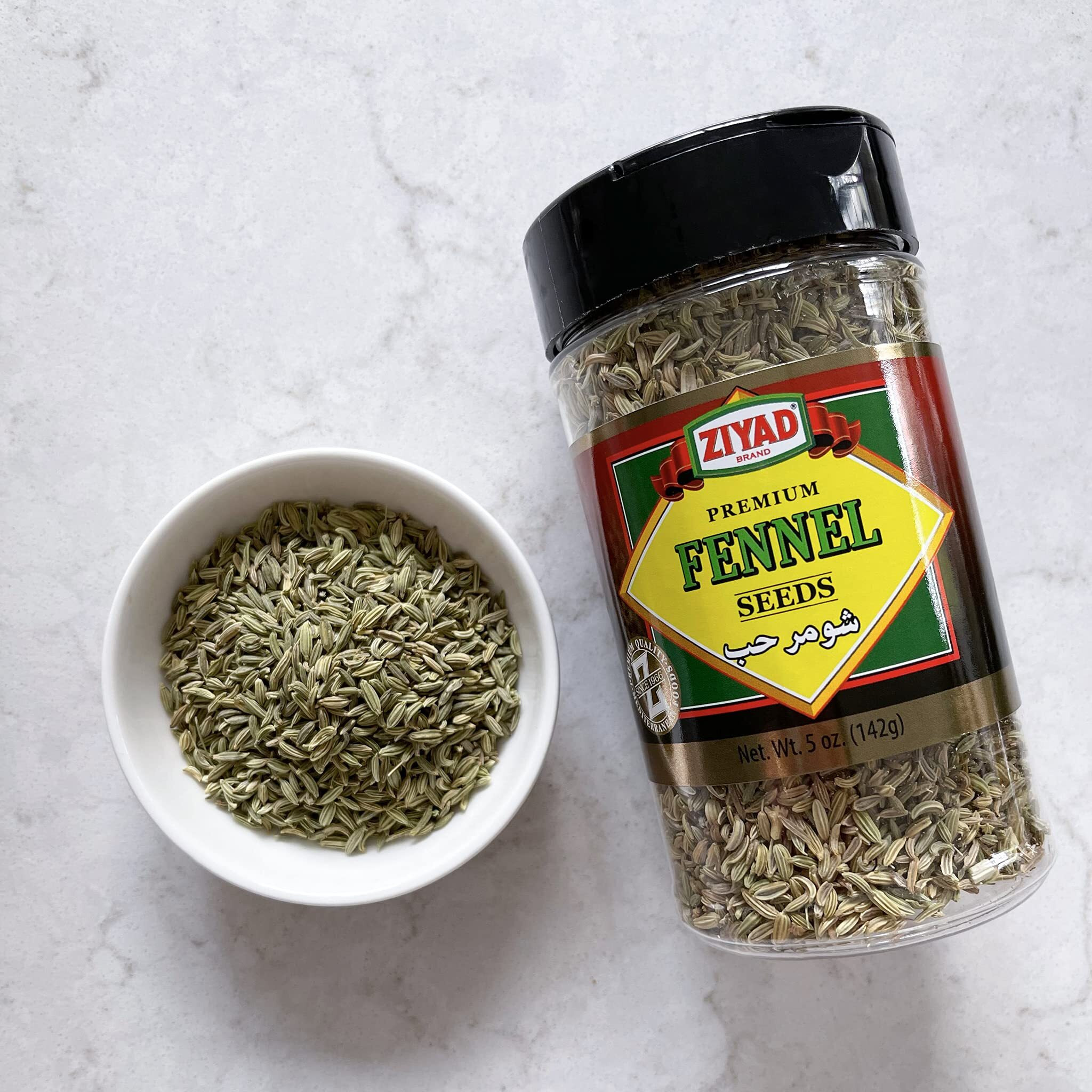 Ziyad Shaker Whole Fennel Seeds, Non-Gmo Spice, Vegan, High In Dietary Fiber, No Additives, No Preservatives 5Oz