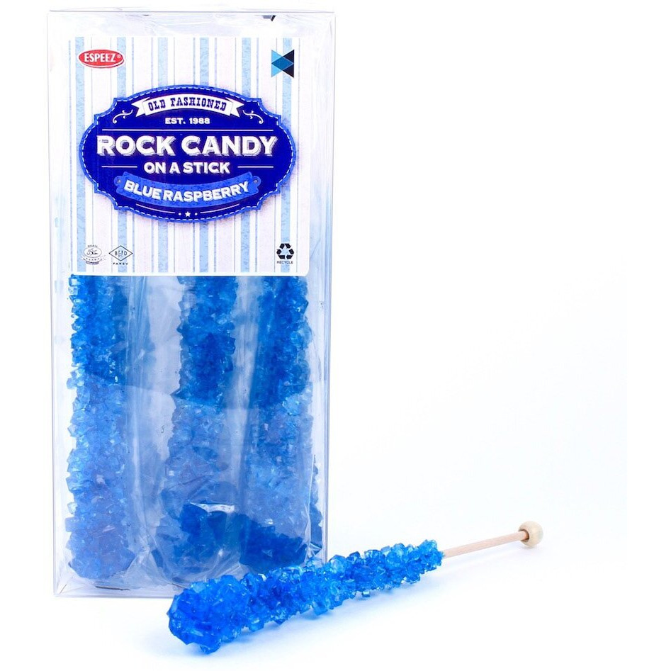 Extra Large Rock Candy Sticks 12 Blue Rock Candy Sticks - Blue Raspberry - Individually Wrapped For Weddings, Bridal Showers, Candy Buffet, Party Favors, Old Fashioned Espeez Bulk Candy On A Stick