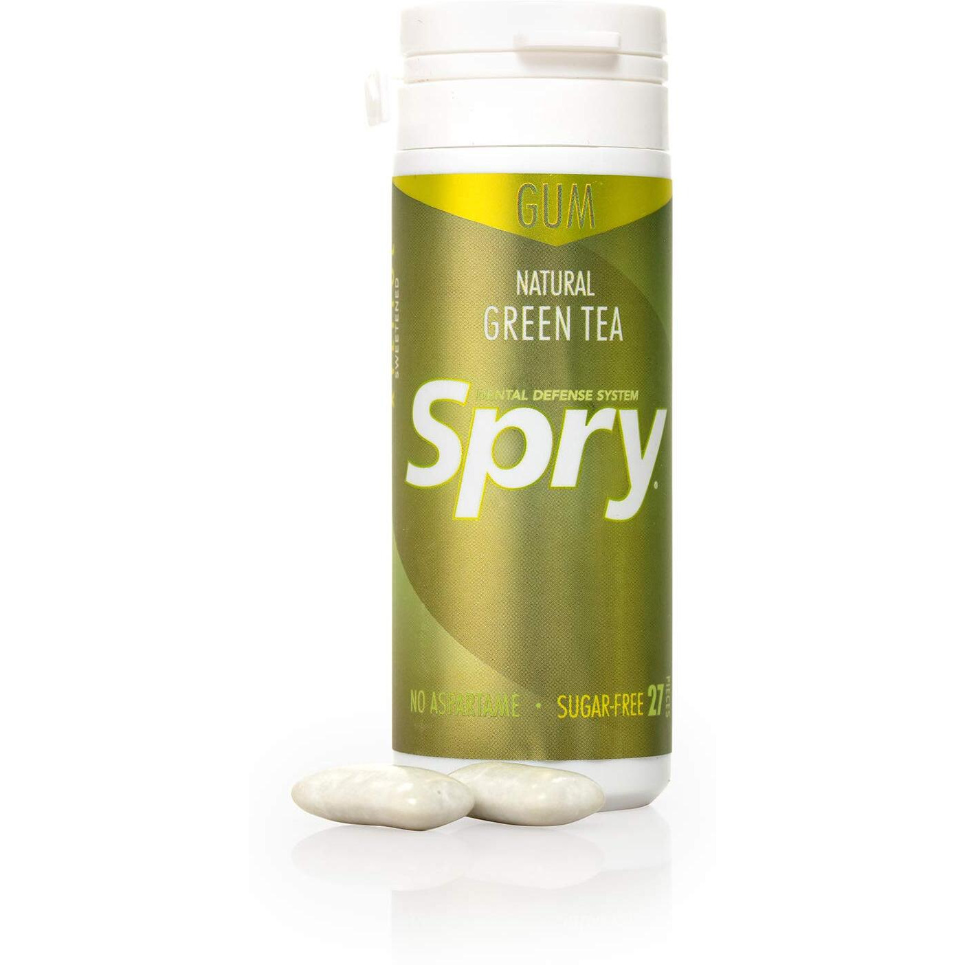Spry Fresh Natural Xylitol Chewing Gum Dental Defense System Aspartame-Free Sugar Free Gum (Green Tea, 27 Count - Pack Of 1)