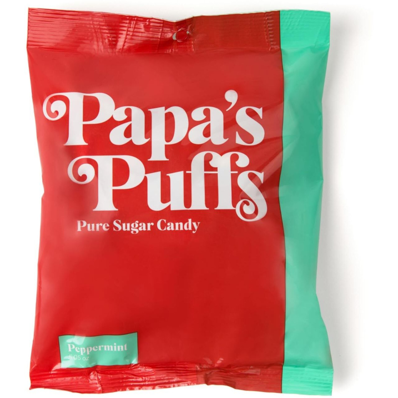Papa's Puffs Peppermint Flavored Pure Sugar Candy - Individually Wrapped In 5.05Oz Bag - Fat-Free, Gluten-Free, Cholesterol-Free - Manufactured In The Usa