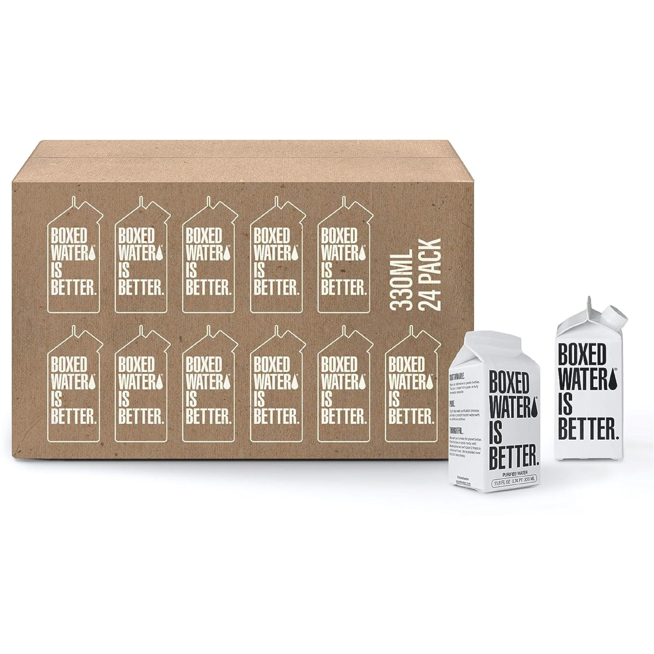 Boxed Water 11.2 Oz. (24 Pack) - Purified Drinking Water In 92% Plant-Based Boxes - 100% Recyclable, Bpa-Free, Refillable Reusable Cartons - Mini Water