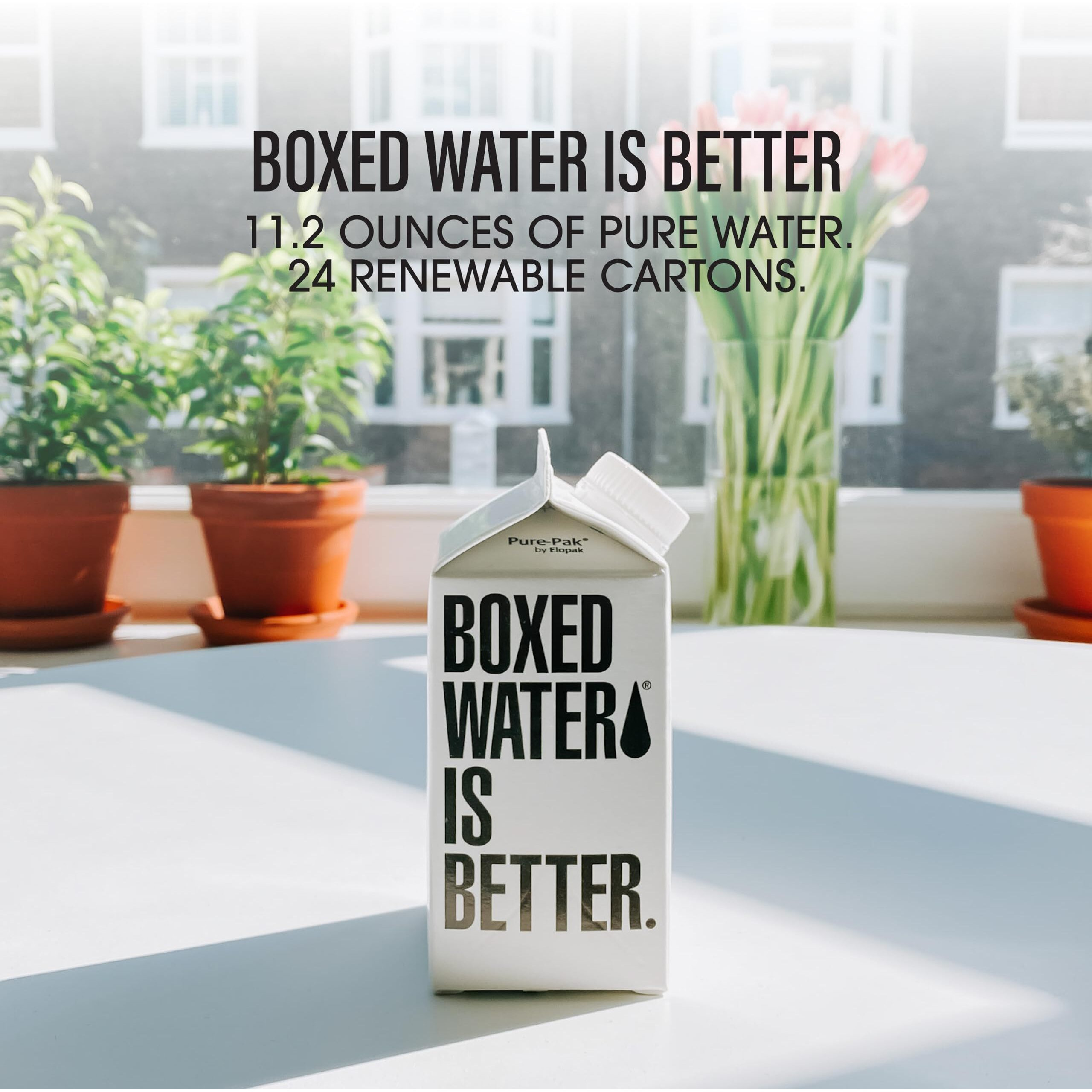 Boxed Water 11.2 Oz. (24 Pack) - Purified Drinking Water In 92% Plant-Based Boxes - 100% Recyclable, Bpa-Free, Refillable Reusable Cartons - Mini Water