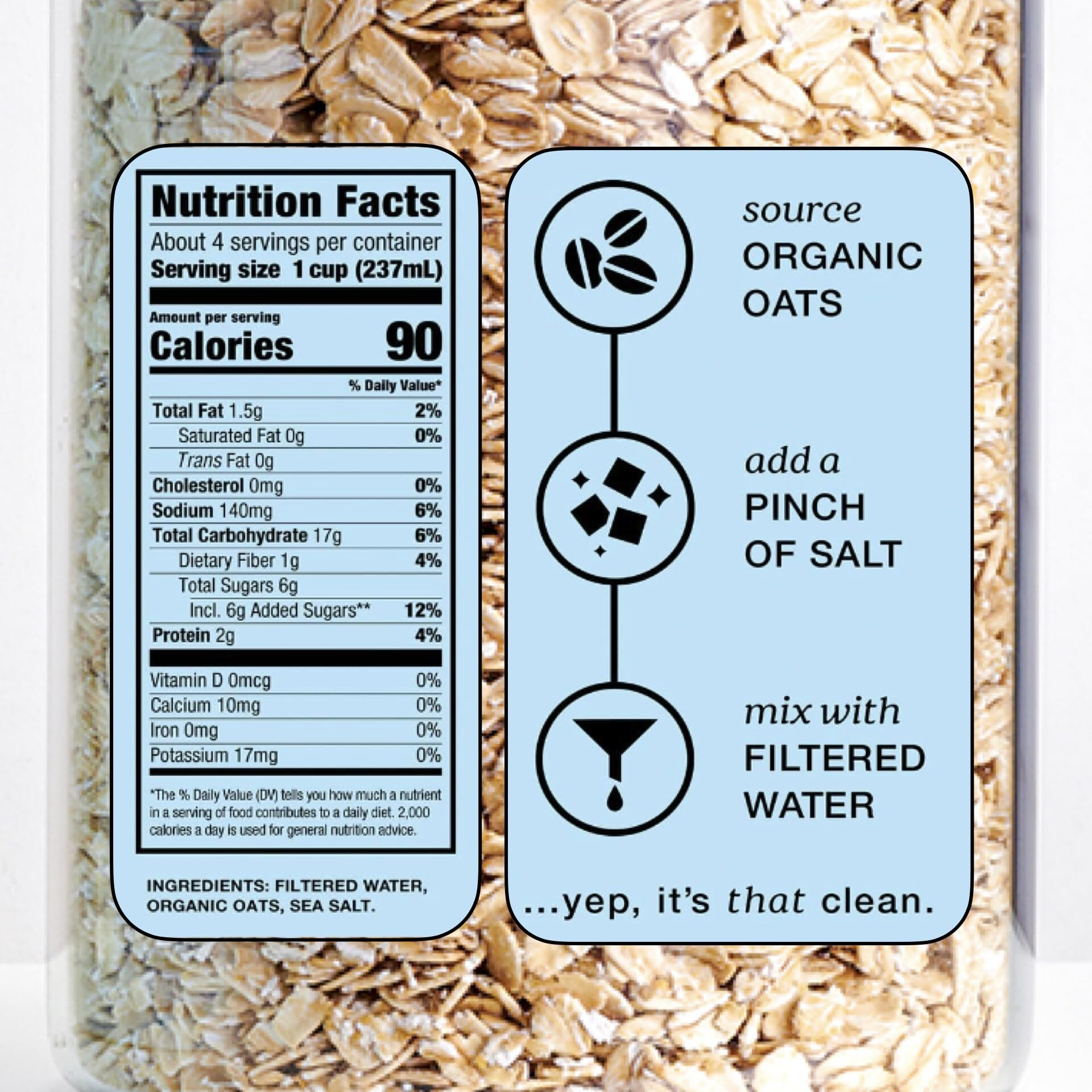 Mooala Organic Simple Oat Milk, 32Oz - 3 Ingredient, Shelf Stable, No Gums, No Oils, No Fillers, Non-Gmo, No Additives, Dairy Free Plant Based Milk, 6 Pack