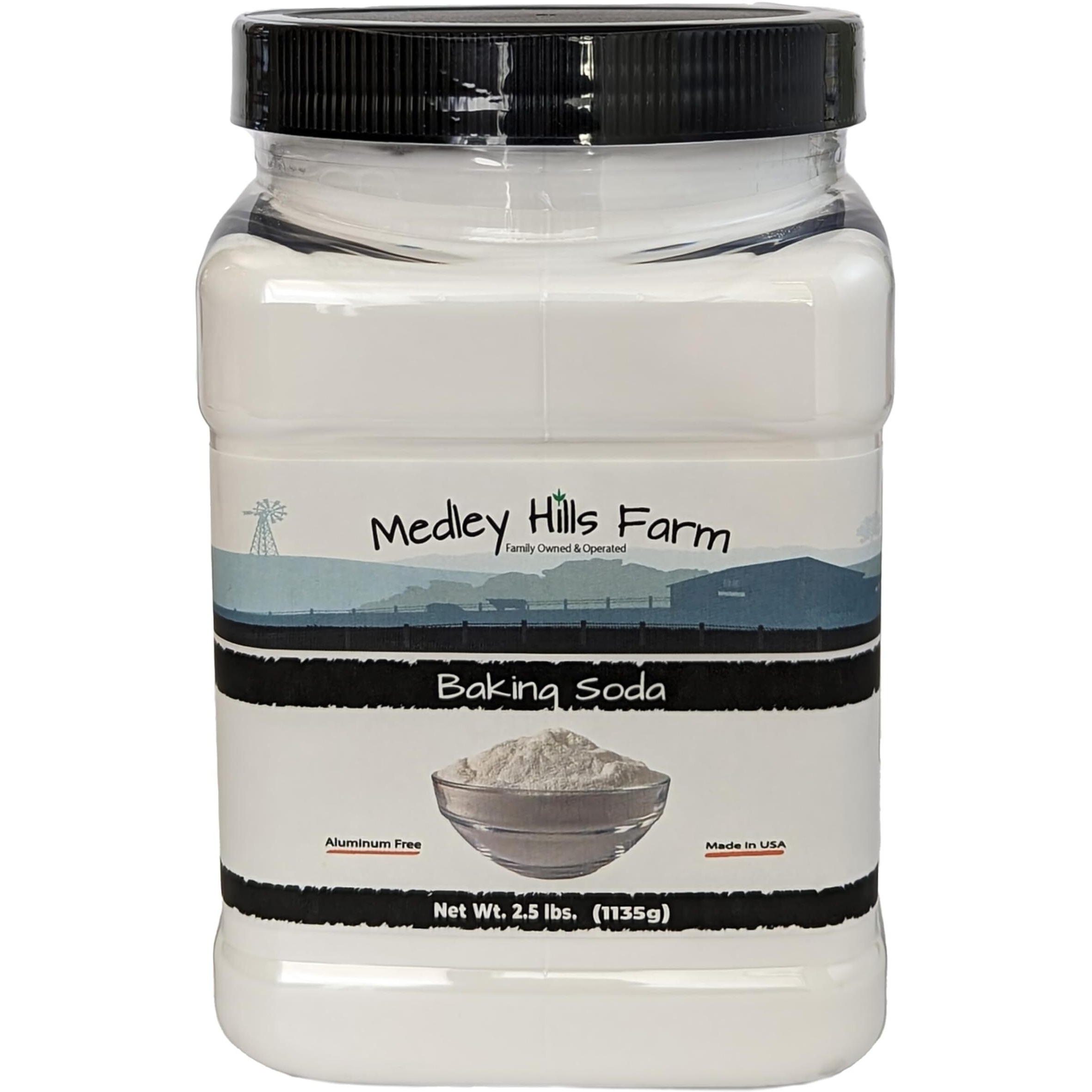 Baking Soda Aluminum Free By Medley Hills Farm 2.5 Lbs. In Reusable Container - Gluten-Free All Purpose Baking Soda For Cooking, Baking & Cleaning - Sodium Bicarbonate Pure Baking Soda Bulk - Made In Usa