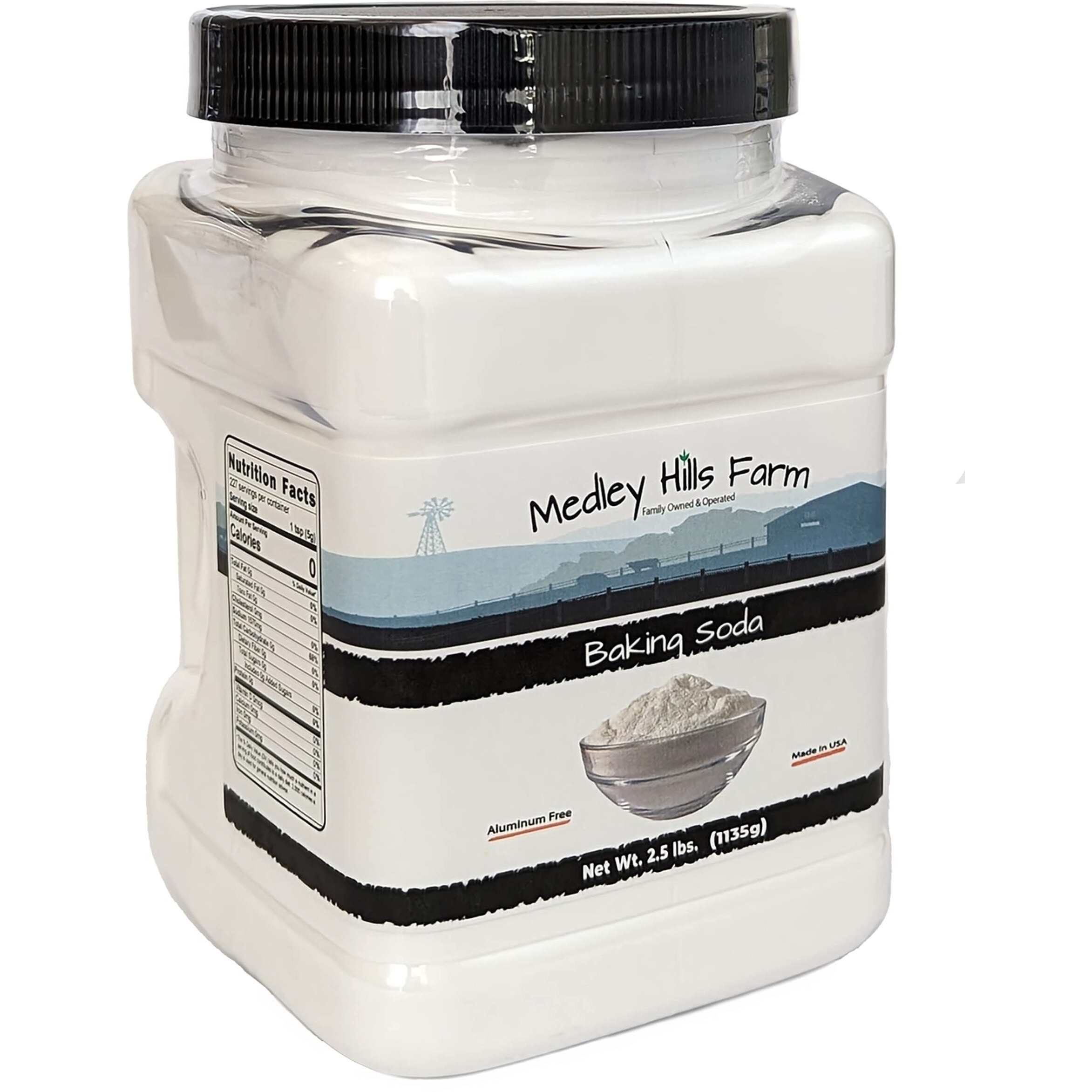 Baking Soda Aluminum Free By Medley Hills Farm 2.5 Lbs. In Reusable Container - Gluten-Free All Purpose Baking Soda For Cooking, Baking & Cleaning - Sodium Bicarbonate Pure Baking Soda Bulk - Made In Usa