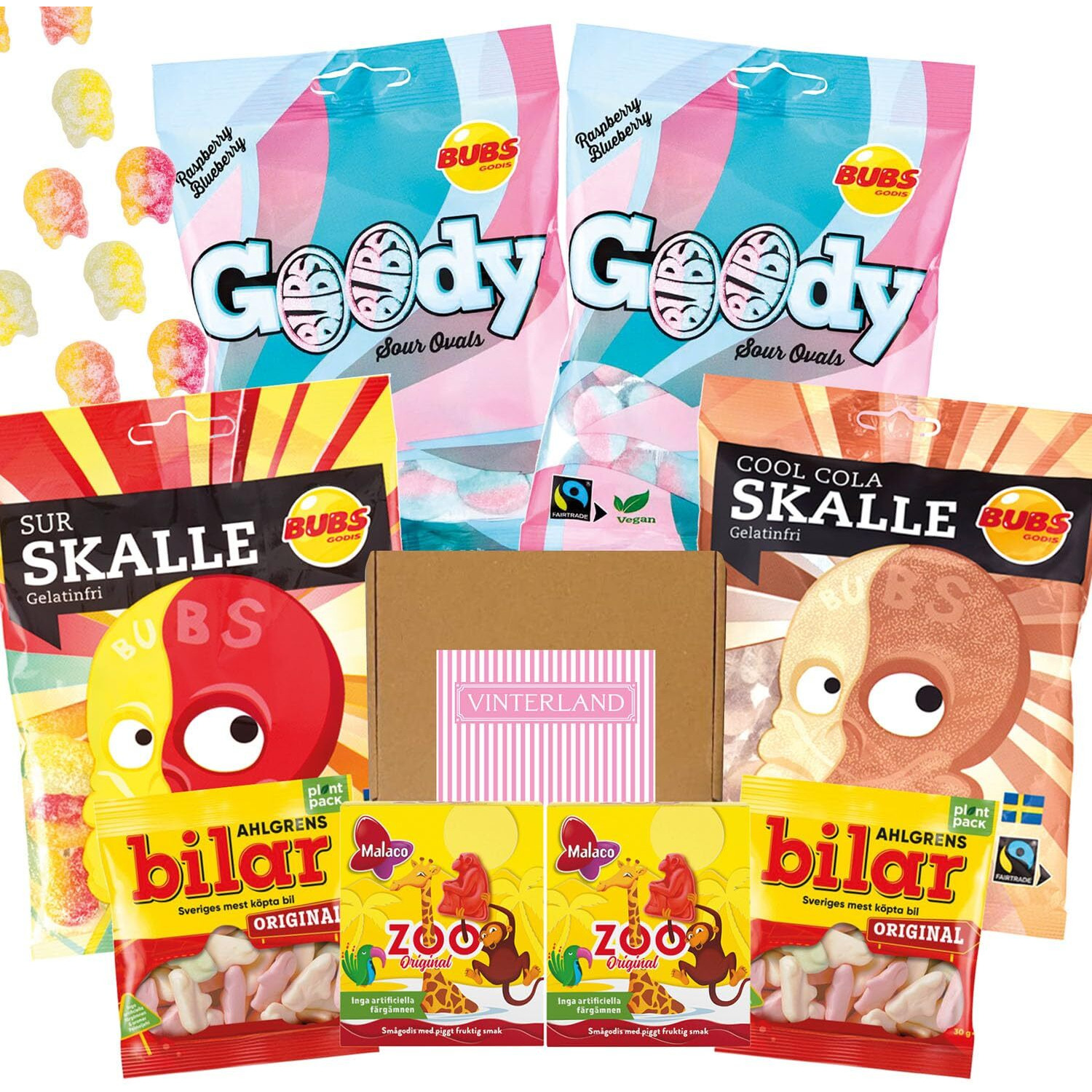 Swedish Candy Mix - Goody Bubs Candy Ovals - Skull Candy - Swedish Candy Bubs Godis - Ahlgrens Bilar Swedish Candy - Zoo Candy