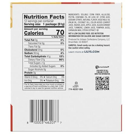 Lily's Assorted Fruit Flavored No Sugar Added, Gummy Bears Bags, 1.8 Oz (12 Count)