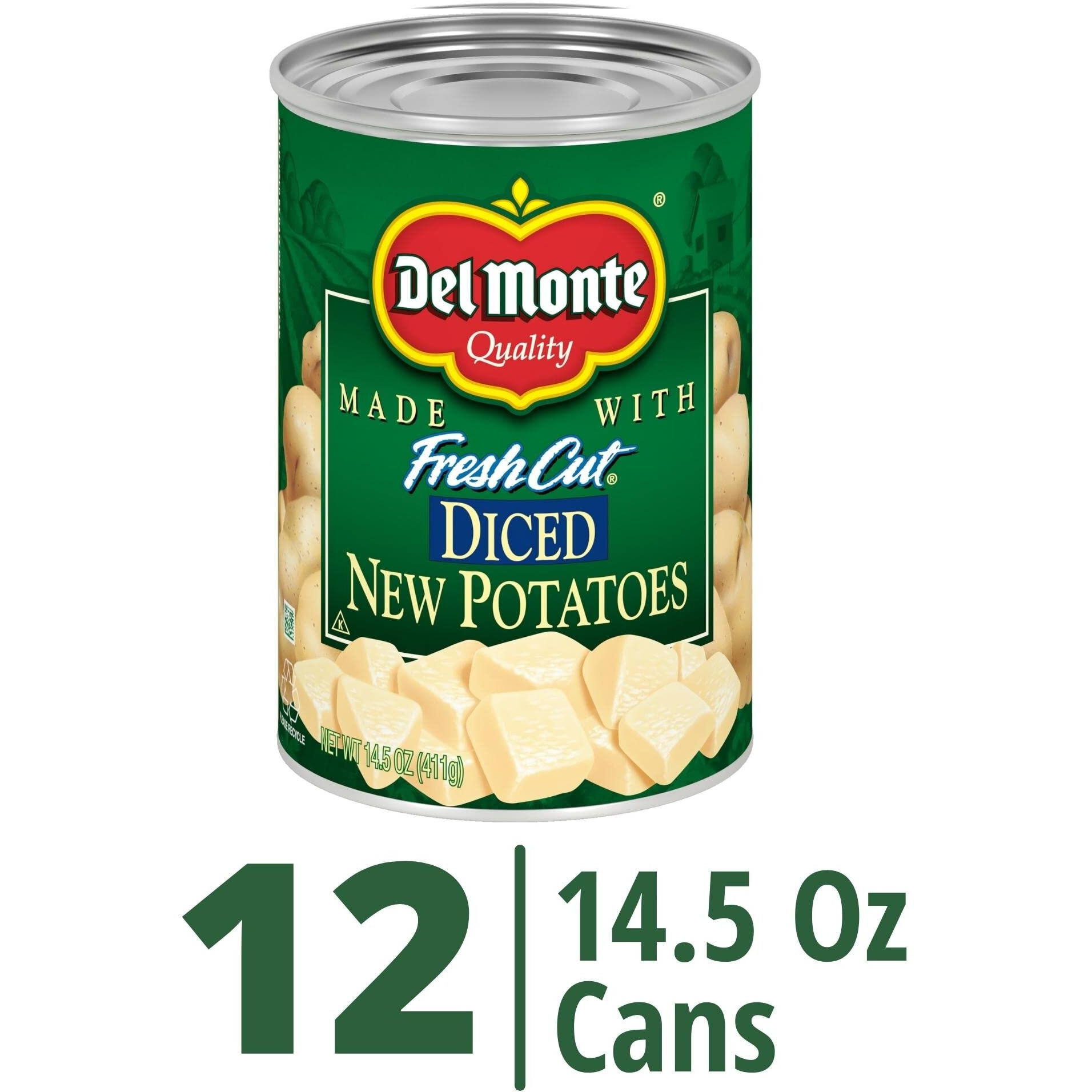 Del Monte Fresh Cut Diced Canned Potatoes, Canned Vegetables, 12 Pack, 14.5 Oz Can