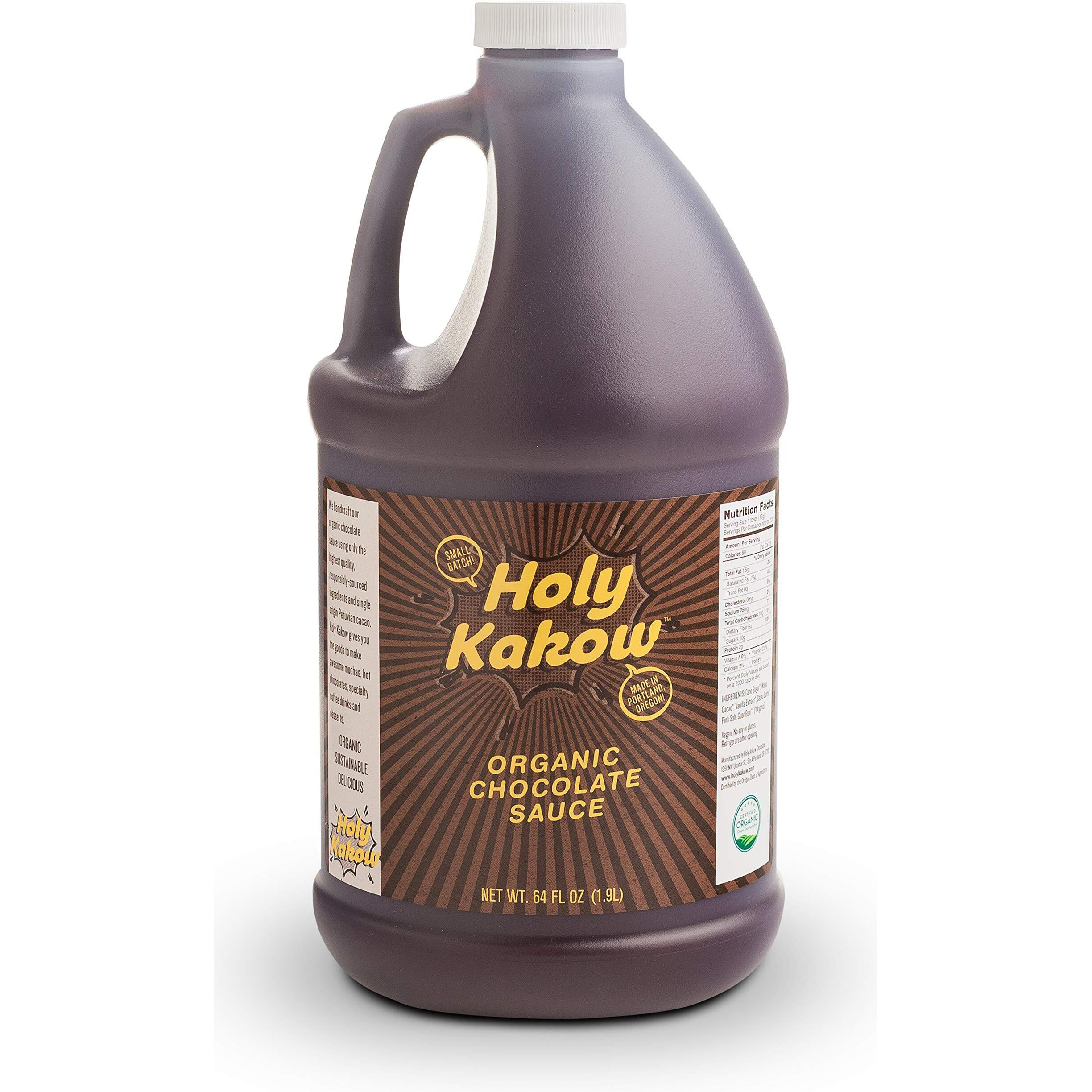 Holy Kakow Organic Chocolate Syrup - Organic Chocolate Sauce, Organic, Add To Mochas, Waffles, & Ice Cream, Made With Colombian Sugar, Real Food Ingredients, Specific Flavor - 64Oz
