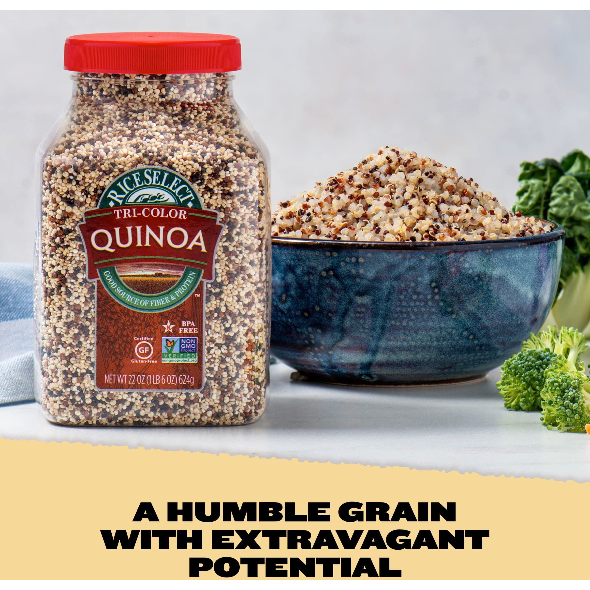 Riceselect Tri-Color Quinoa, Premium Gluten-Free Seed, Star-K Kosher, And Non-Gmo Quinoa, 22-Ounce Jar