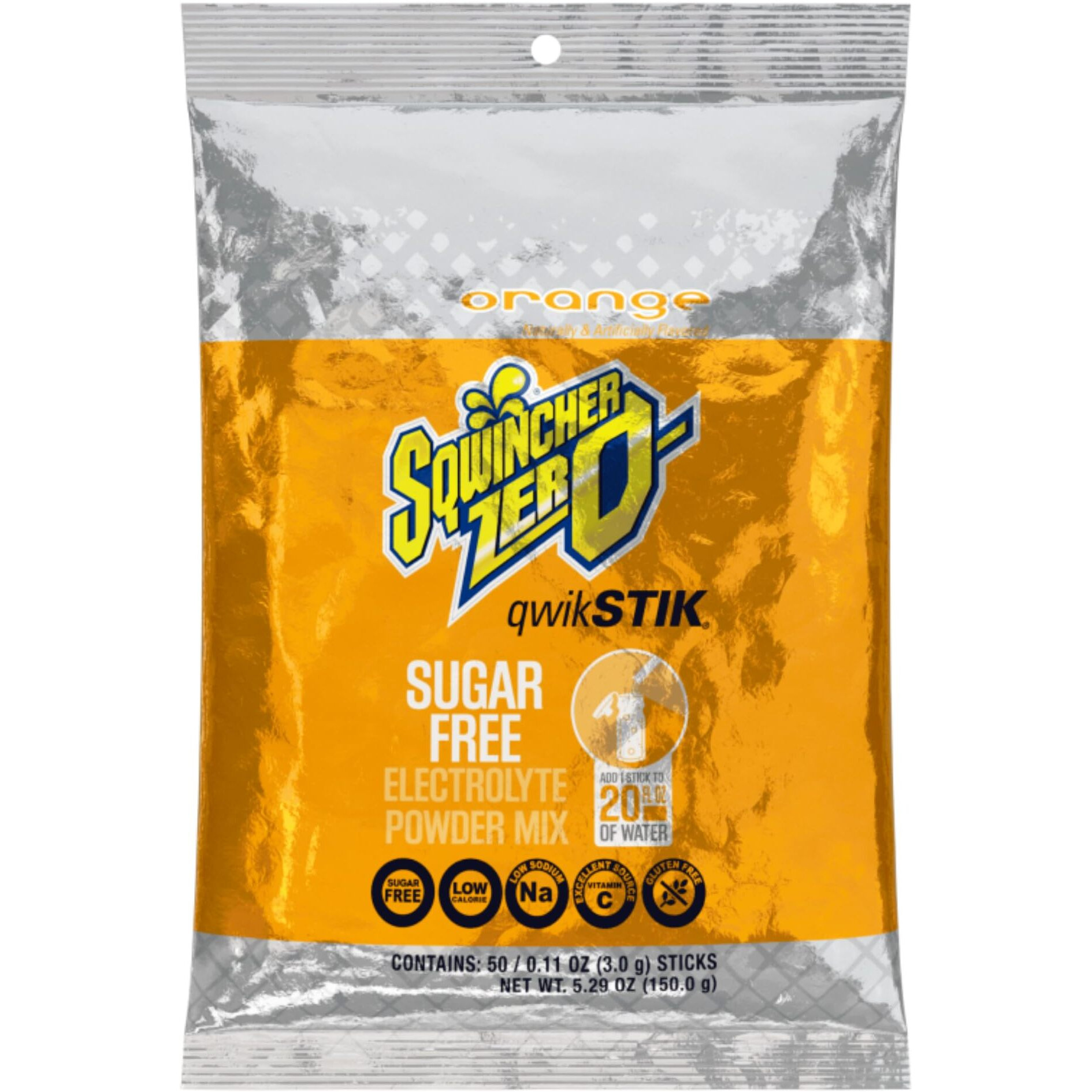 Sqwincher Stik Qwik Beverage 20Oz Yield Orange Quik Stick Zero -1 Pack Of 50