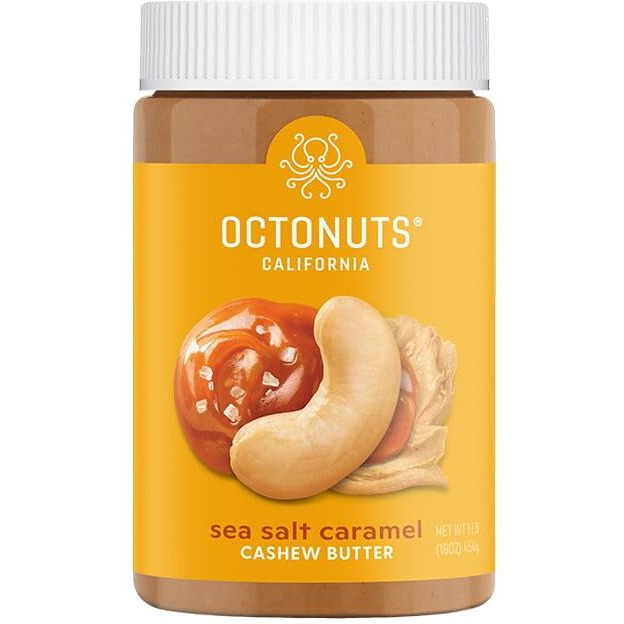 Octonuts Dry Roasted Sea Salt Caramel Cashew 16Oz Nut Butter - Pure Creamy Nut Butter - Delicious Foods - Gluten Free, Vegan, Kosher, Paleo, Non-Gmo Nut Butters