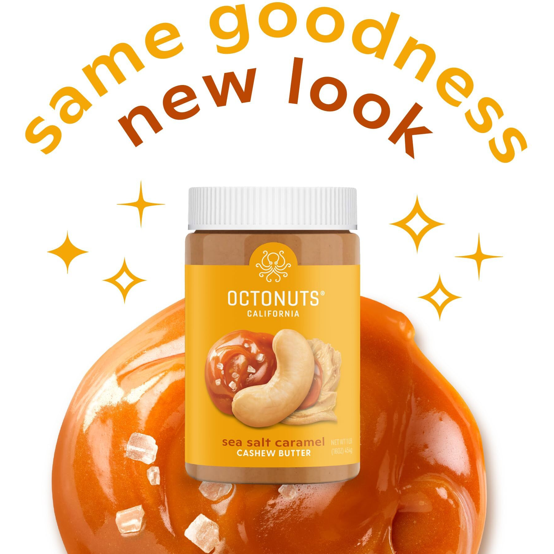 Octonuts Dry Roasted Sea Salt Caramel Cashew 16Oz Nut Butter - Pure Creamy Nut Butter - Delicious Foods - Gluten Free, Vegan, Kosher, Paleo, Non-Gmo Nut Butters