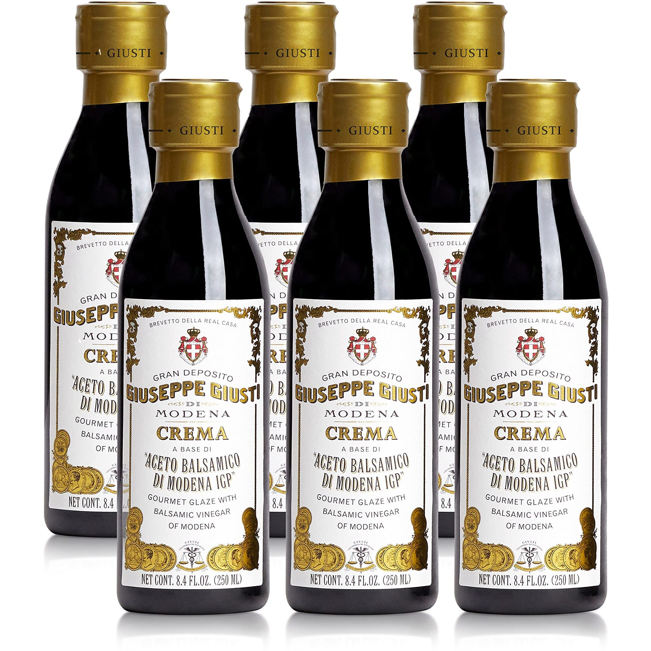 Giuseppe Giusti Italian Crema Balsamic Glaze Vinegar Reduction Of Modena Igp, Natural Flavored Balsamic Vinegar Glaze Made With Balsamic Vinegar Of Modena, Imported From Italy - 8.45 Fl Oz (6 Pack)