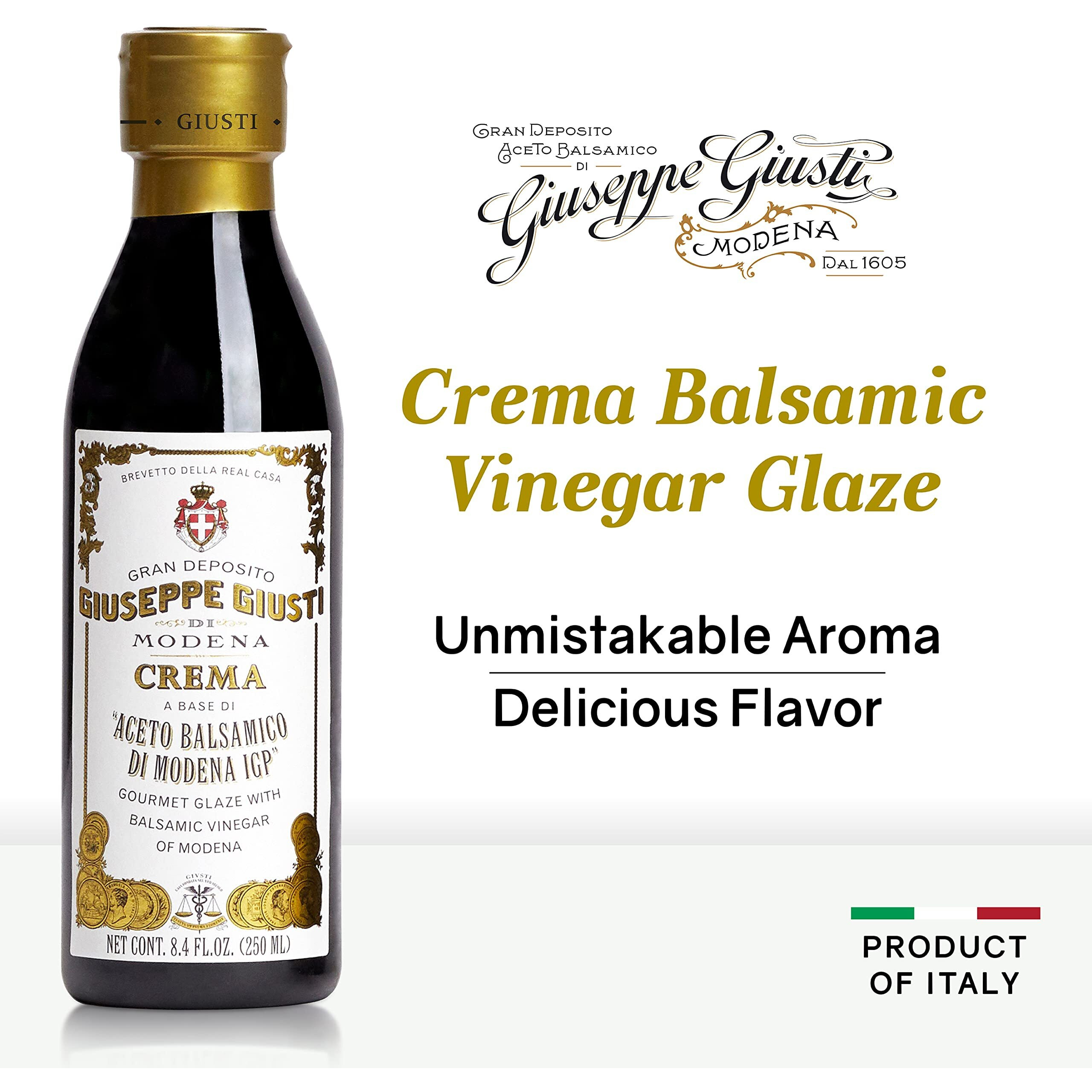 Giuseppe Giusti Italian Crema Balsamic Glaze Vinegar Reduction Of Modena Igp, Natural Flavored Balsamic Vinegar Glaze Made With Balsamic Vinegar Of Modena, Imported From Italy - 8.45 Fl Oz (6 Pack)