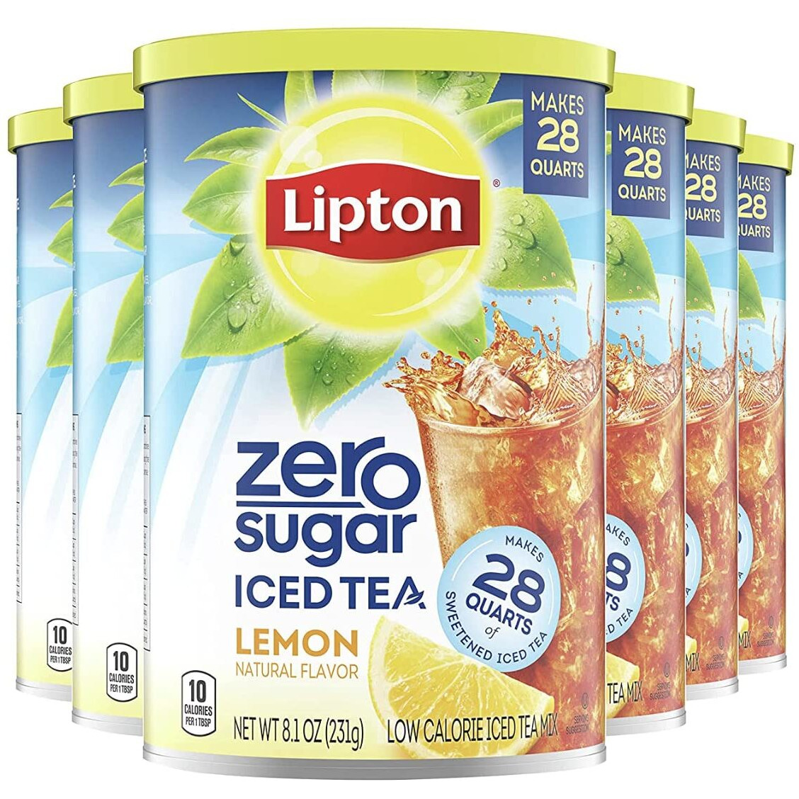 Lipton Zero Sugar Iced Tea Mix, Lemon, Makes 28 Quarts (Pack Of 6)